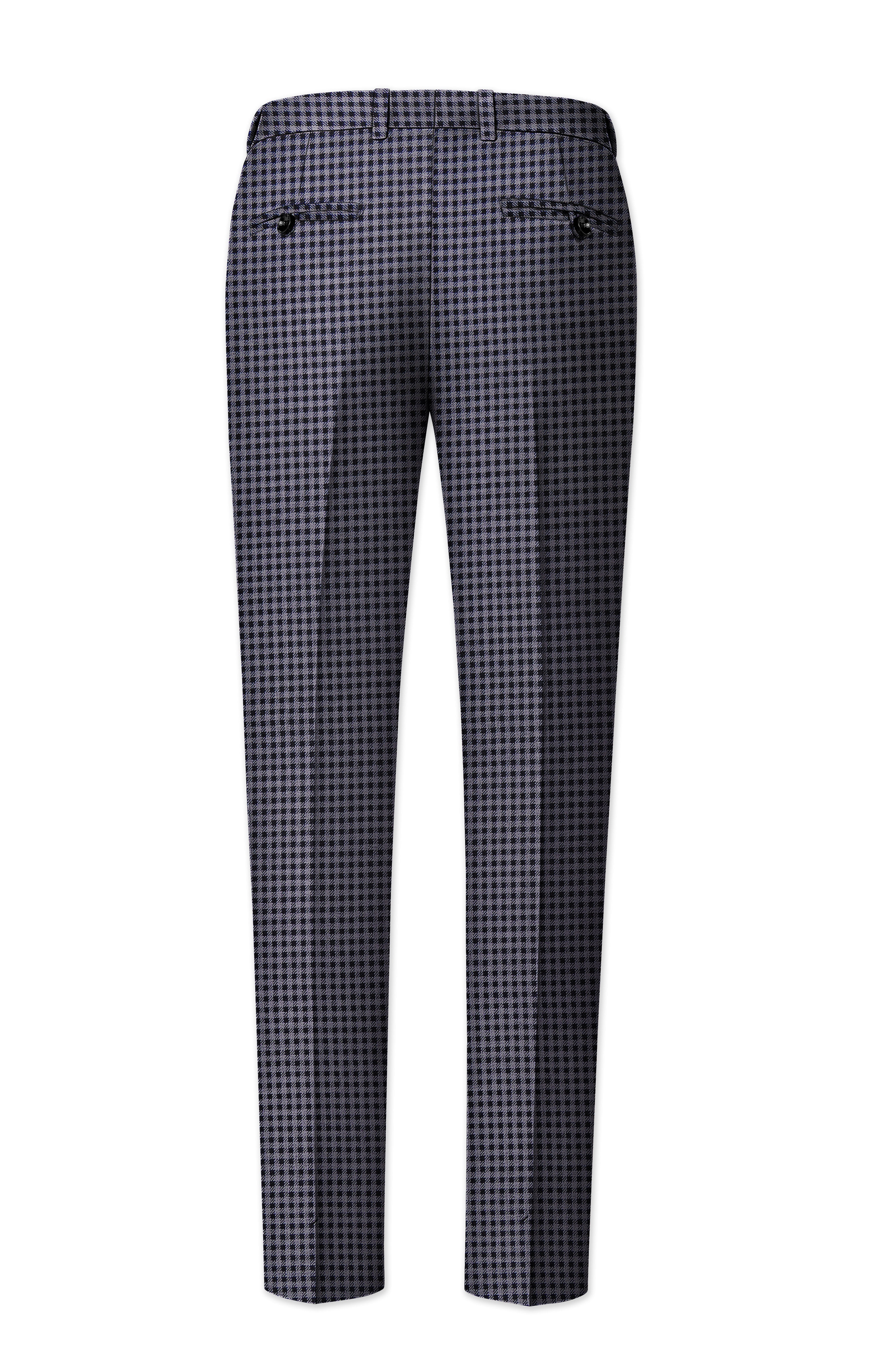Zenith-Mirage Blue And venus Gray Gingham Plaid Tweed Single Breasted Sports Suit