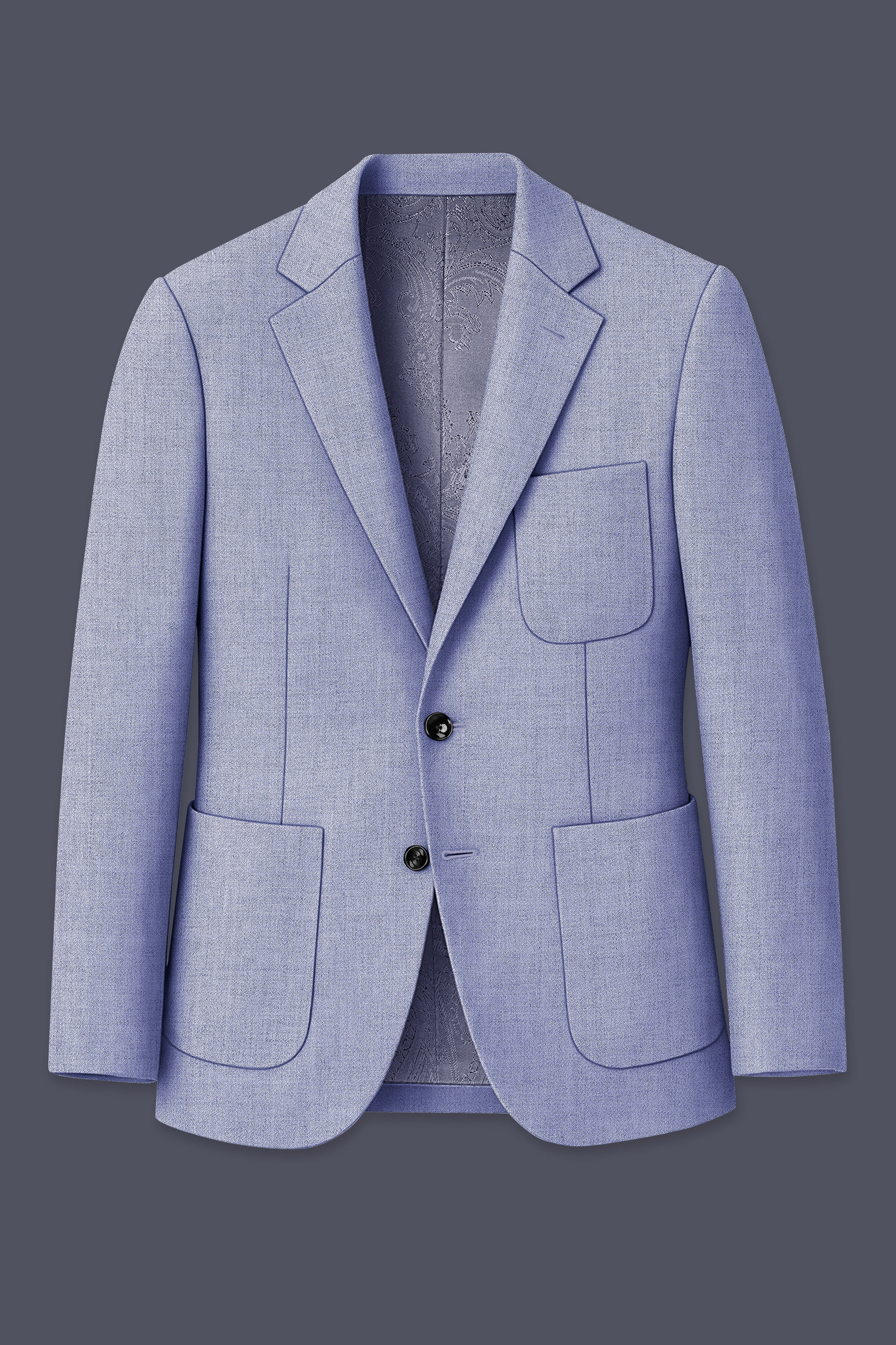 Nordic-Logan Blue Textured Tweed Single Breasted Sports Suit