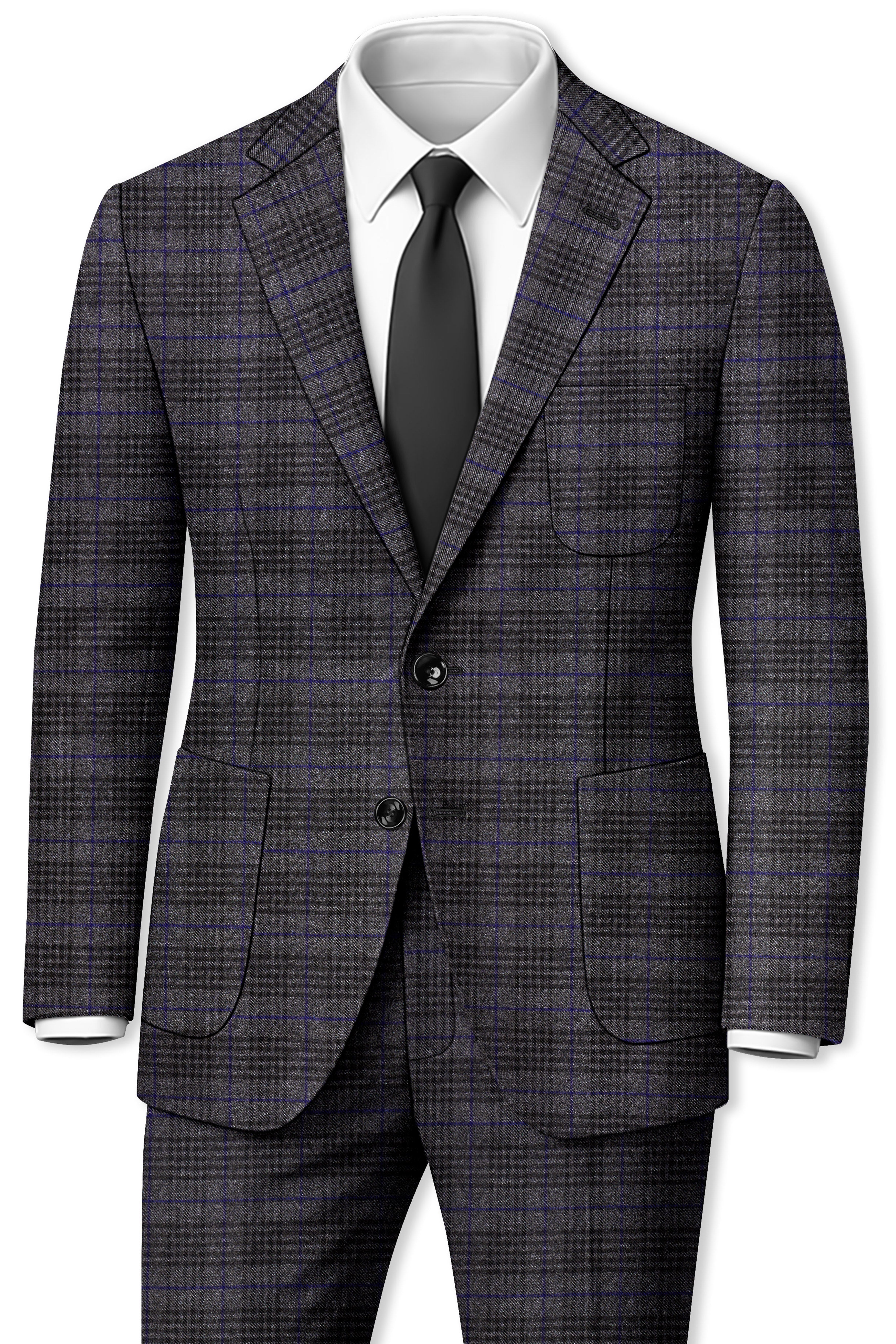 Cinerro-Shark Gray Plaid Tweed Single Breasted Sports Suit