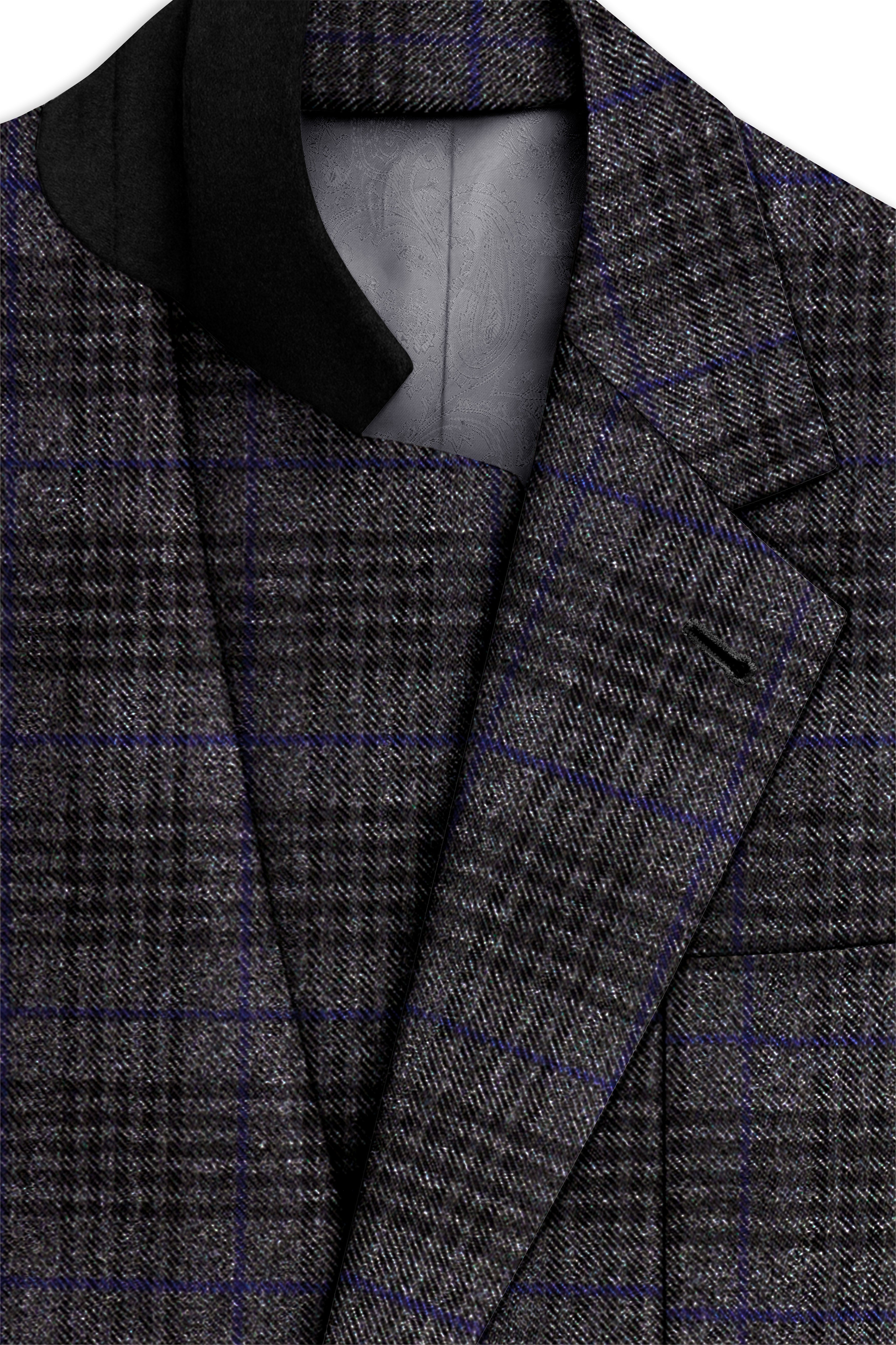 Cinerro-Shark Gray Plaid Tweed Single Breasted Sports Suit