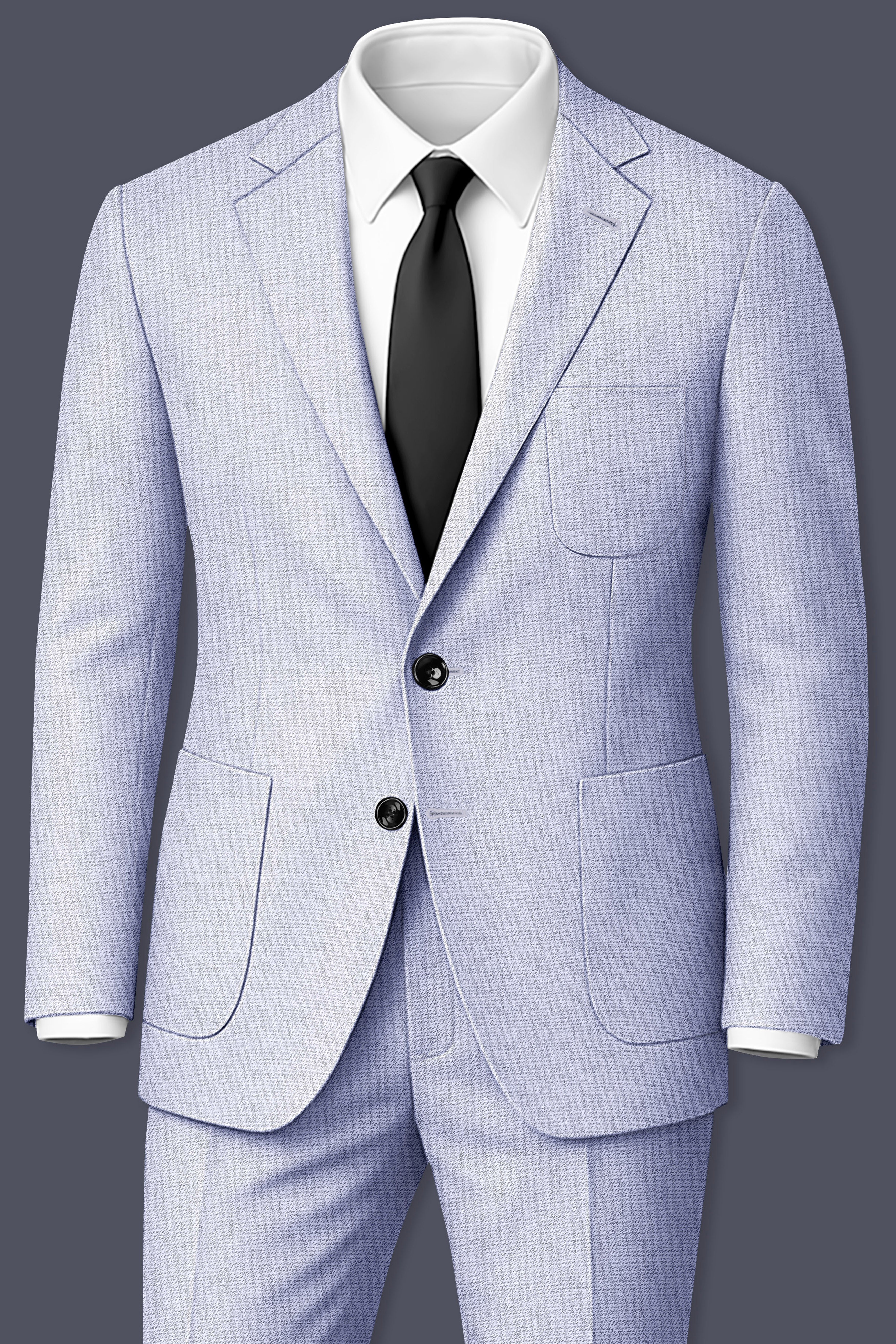 Celestia-Frosted Lilac Blue Textured Tweed Single Breasted Sports Suit