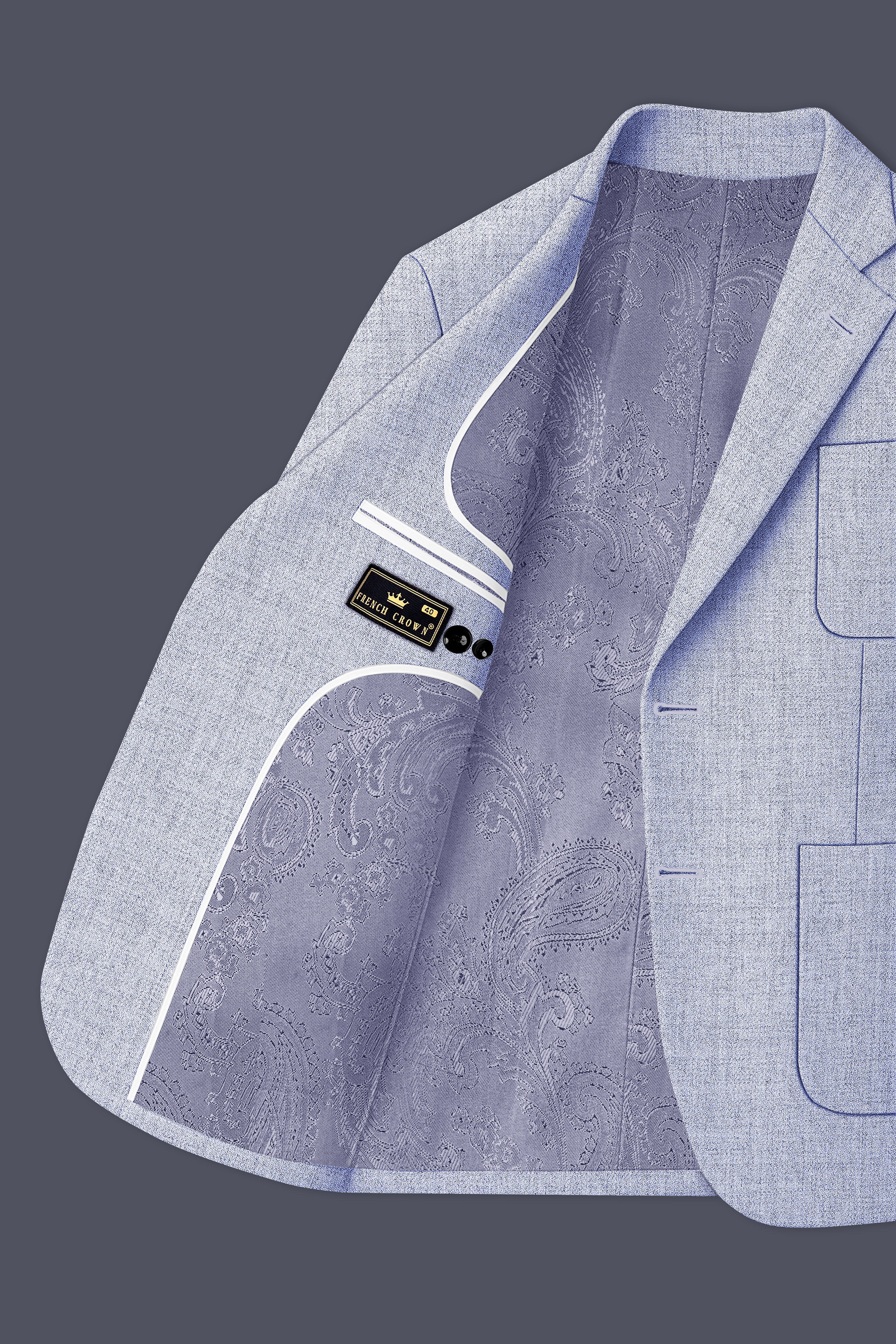 Celestia-Frosted Lilac Blue Textured Tweed Single Breasted Sports Suit