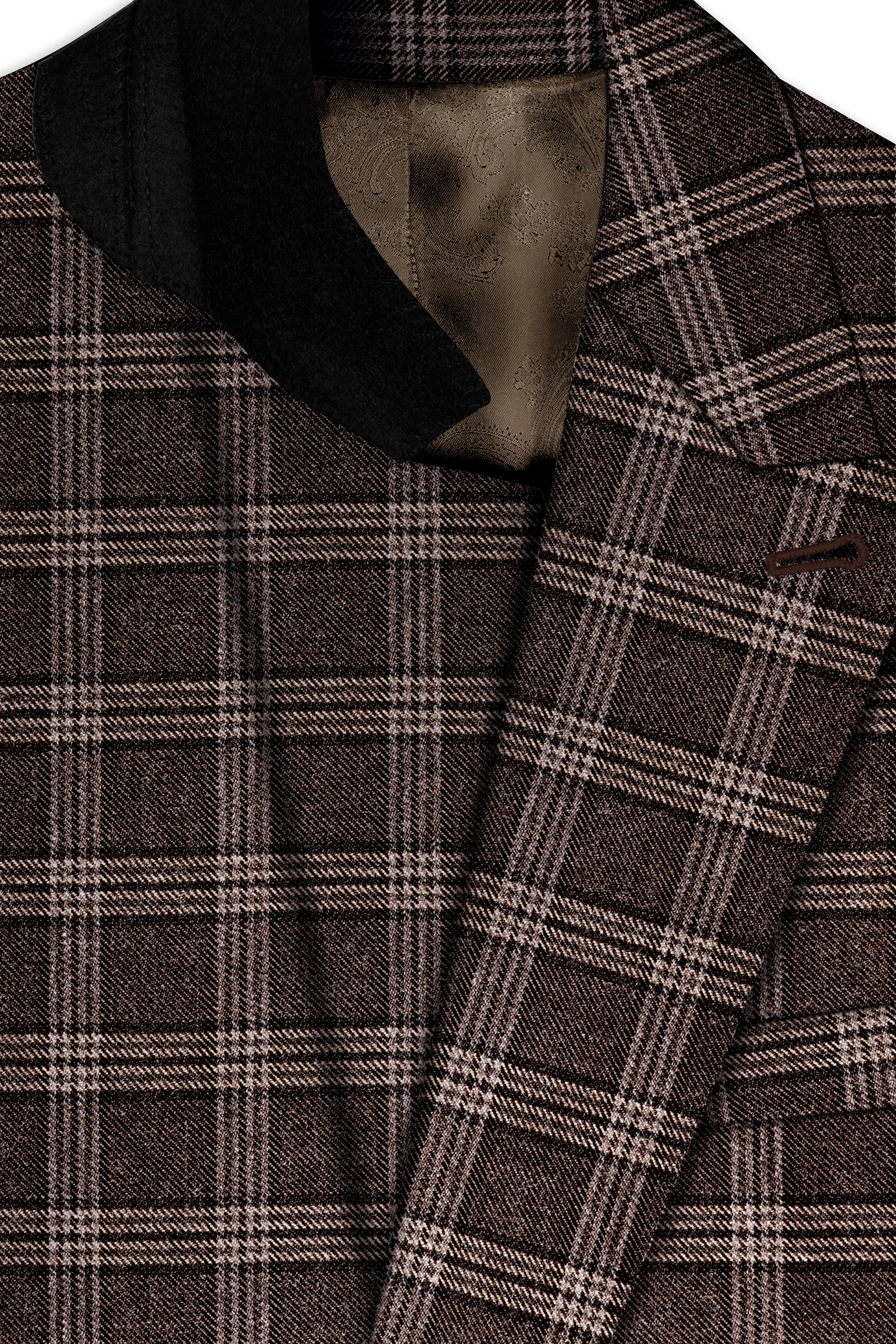 Eclenzo-Eclipse Brown Plaid Tweed Double Breasted Suit
