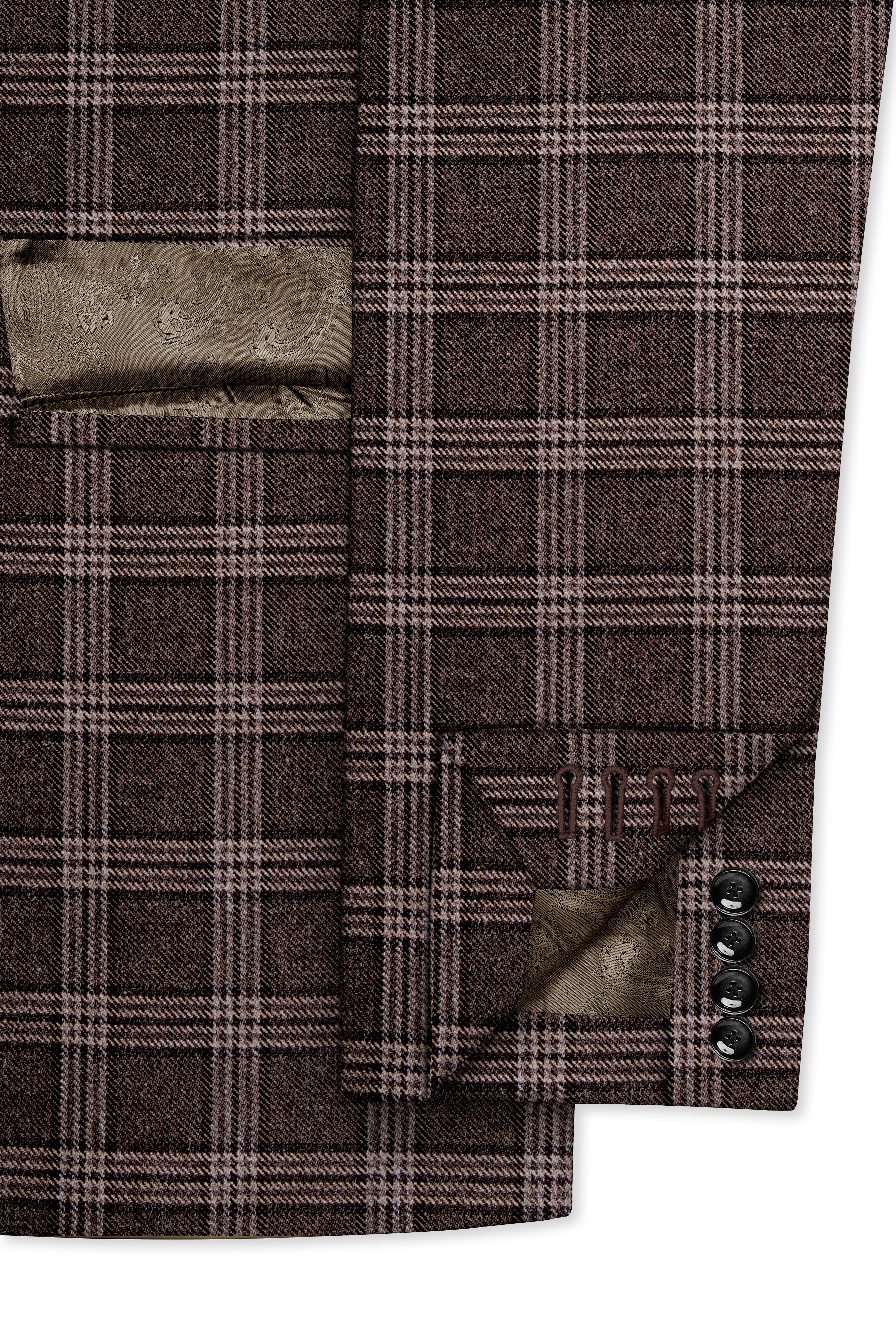 Eclenzo-Eclipse Brown Plaid Tweed Double Breasted Suit