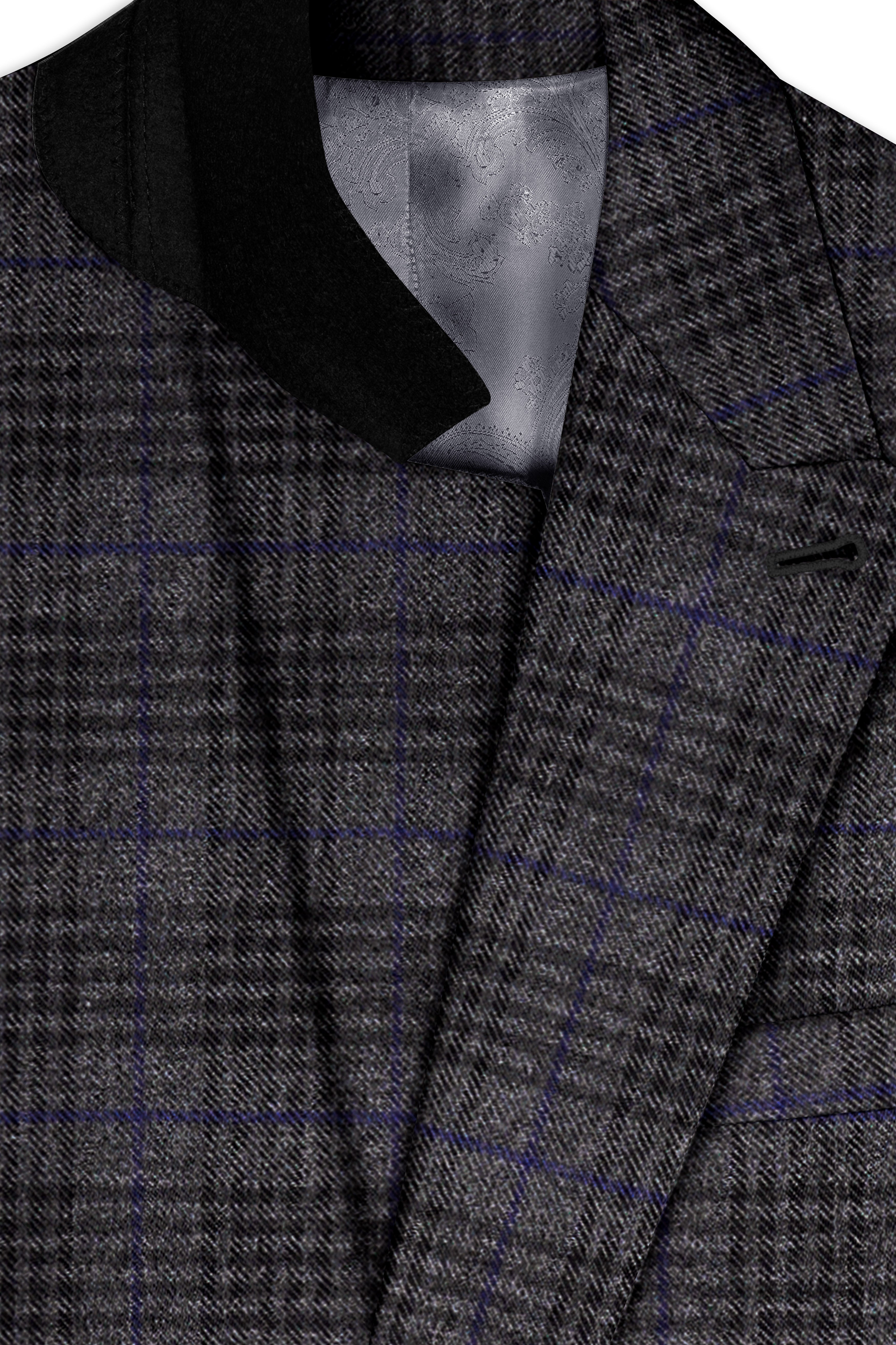 Cinerro-Shark Gray Plaid Tweed Double Breasted Suit