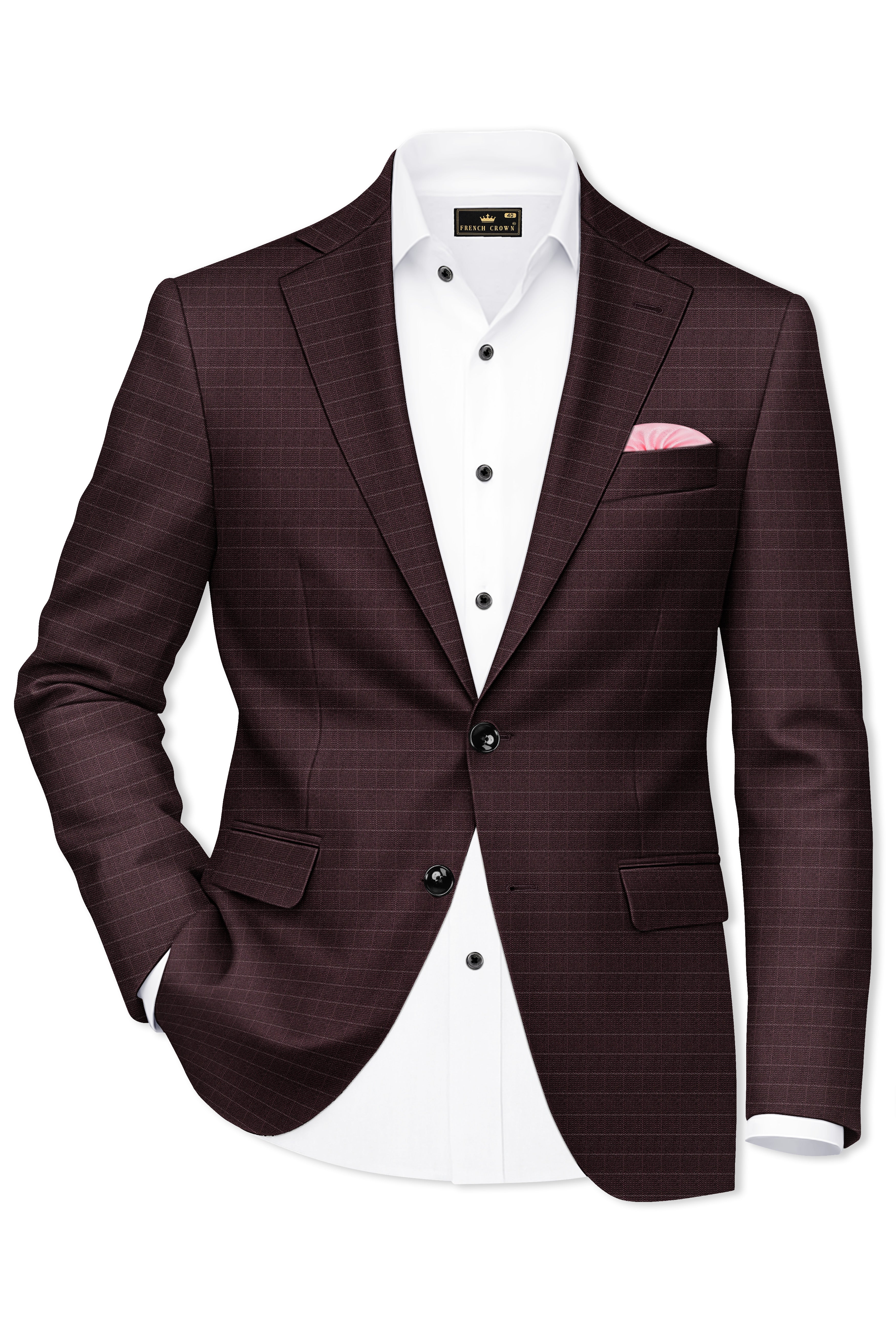 Aurethund-Thunder Brown Plaid Wool Rich Single Brested Suit