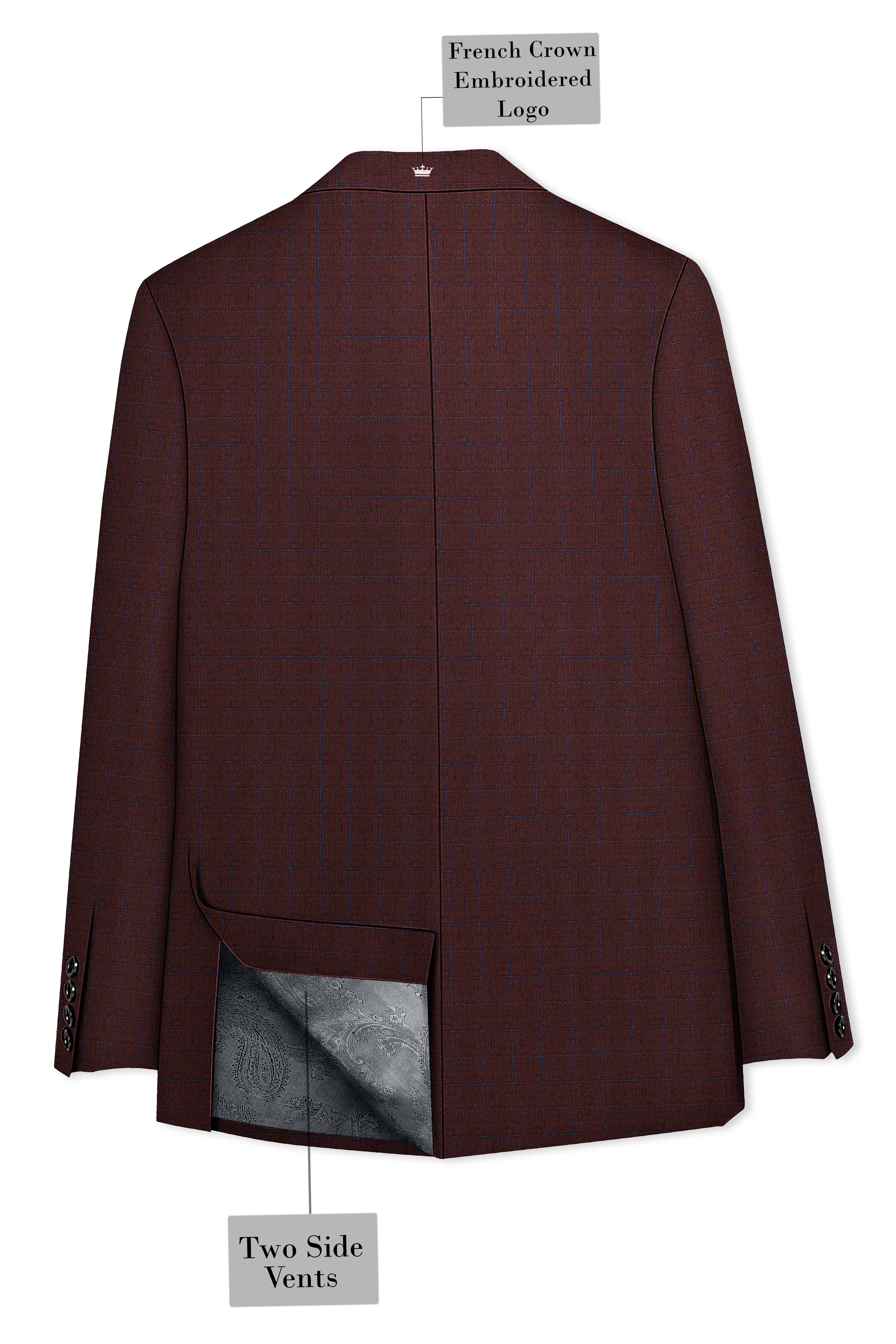 Wolvoro-Eclipse Brown Plaid Wool Rich Double Breasted Suit