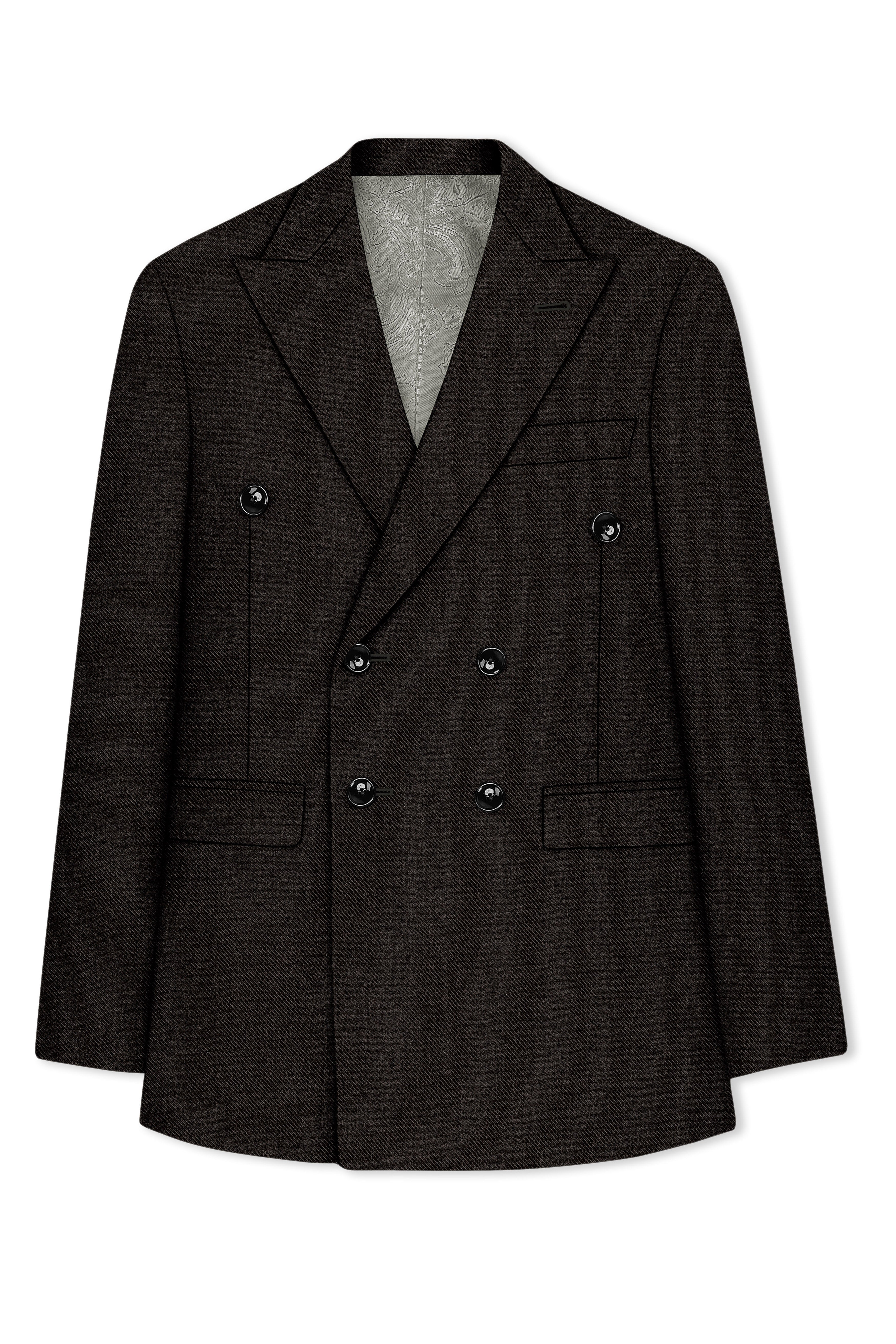 Aurezeus-Zeus Brown Textured Tweed Double Breasted Suit