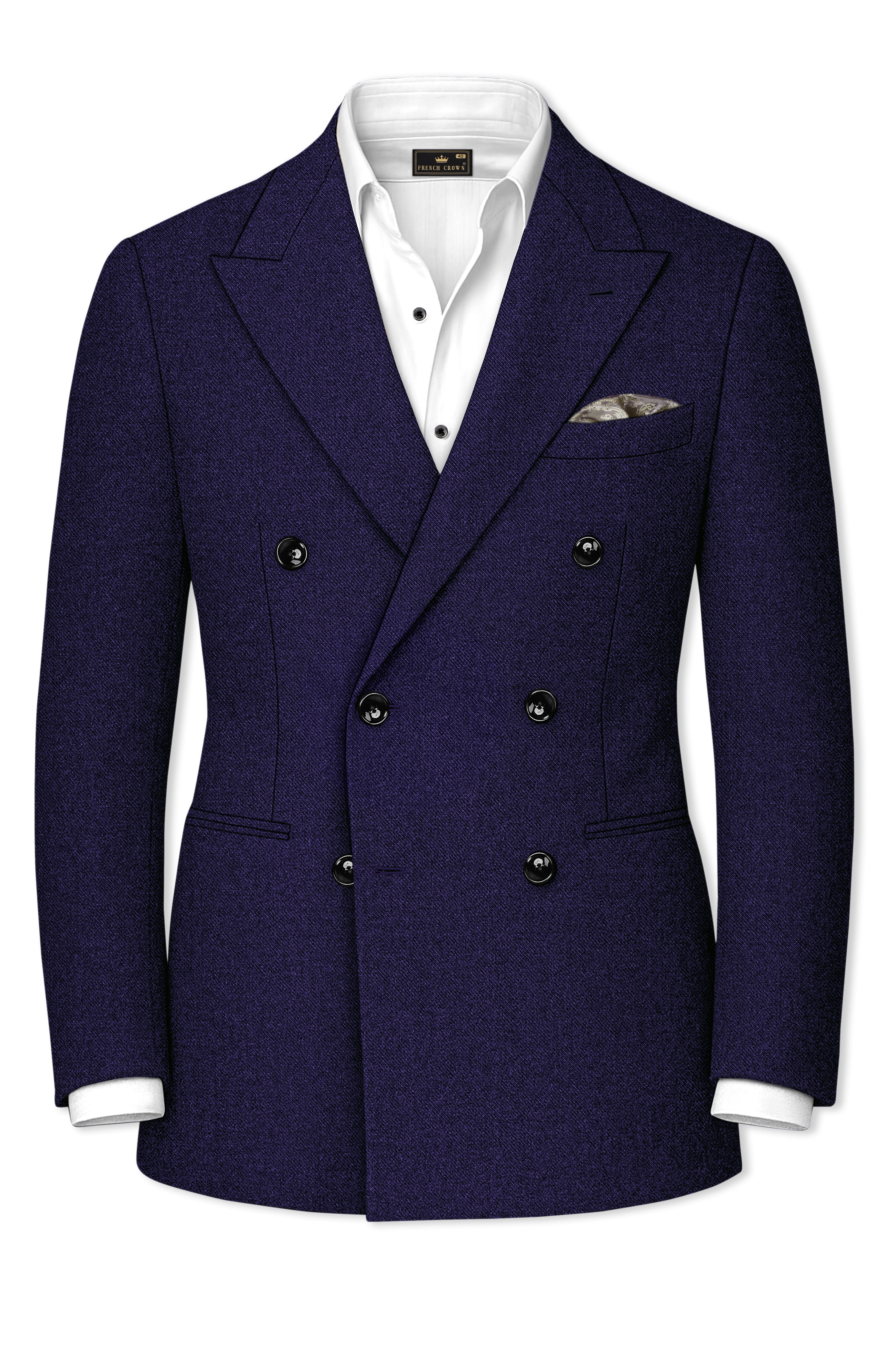 Bluvoro-Mirage Blue Textured Tweed Double Breasted Suit