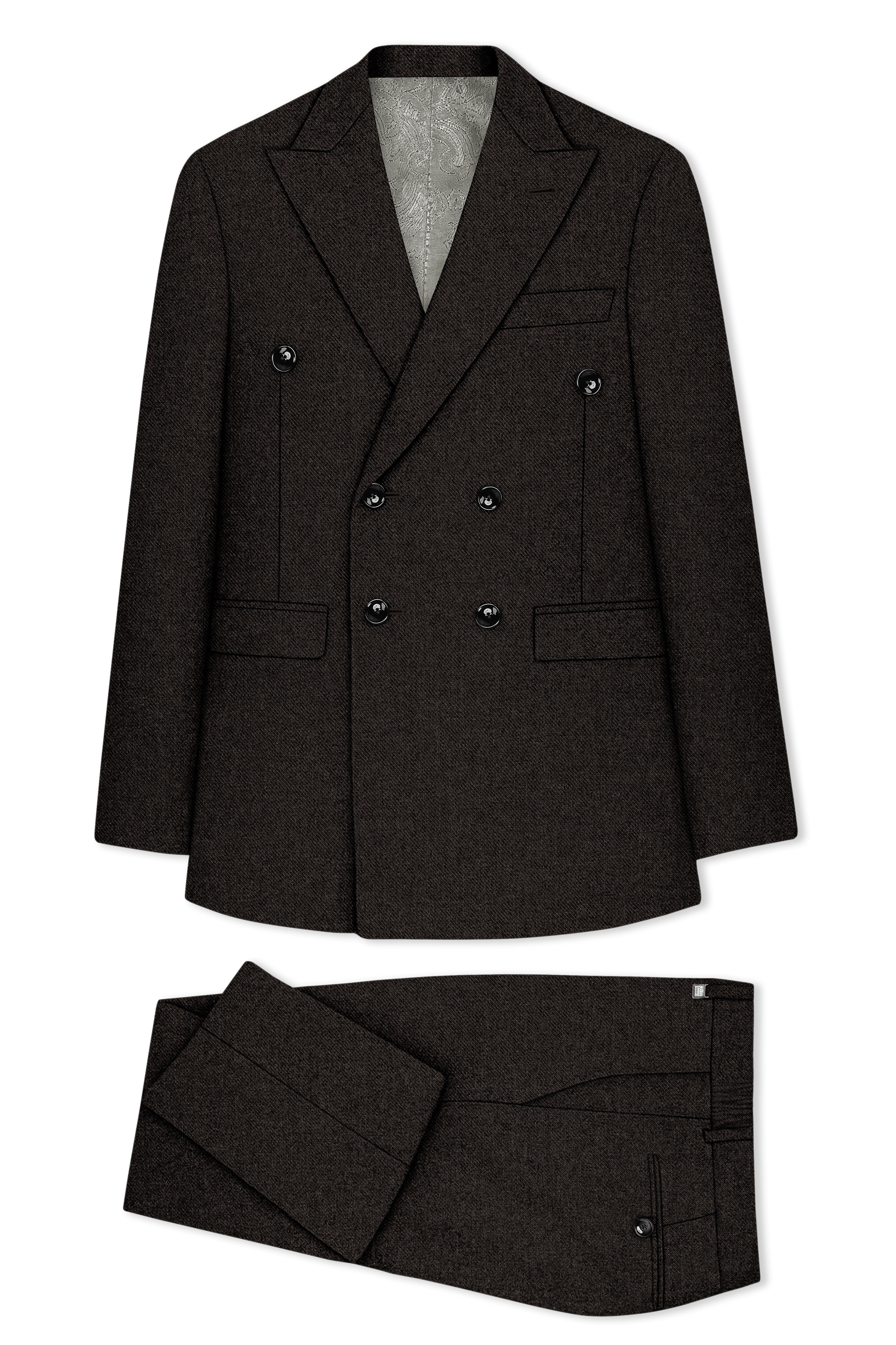 Auregond-Gondola Brown Textured Tweed Double Breasted Suit