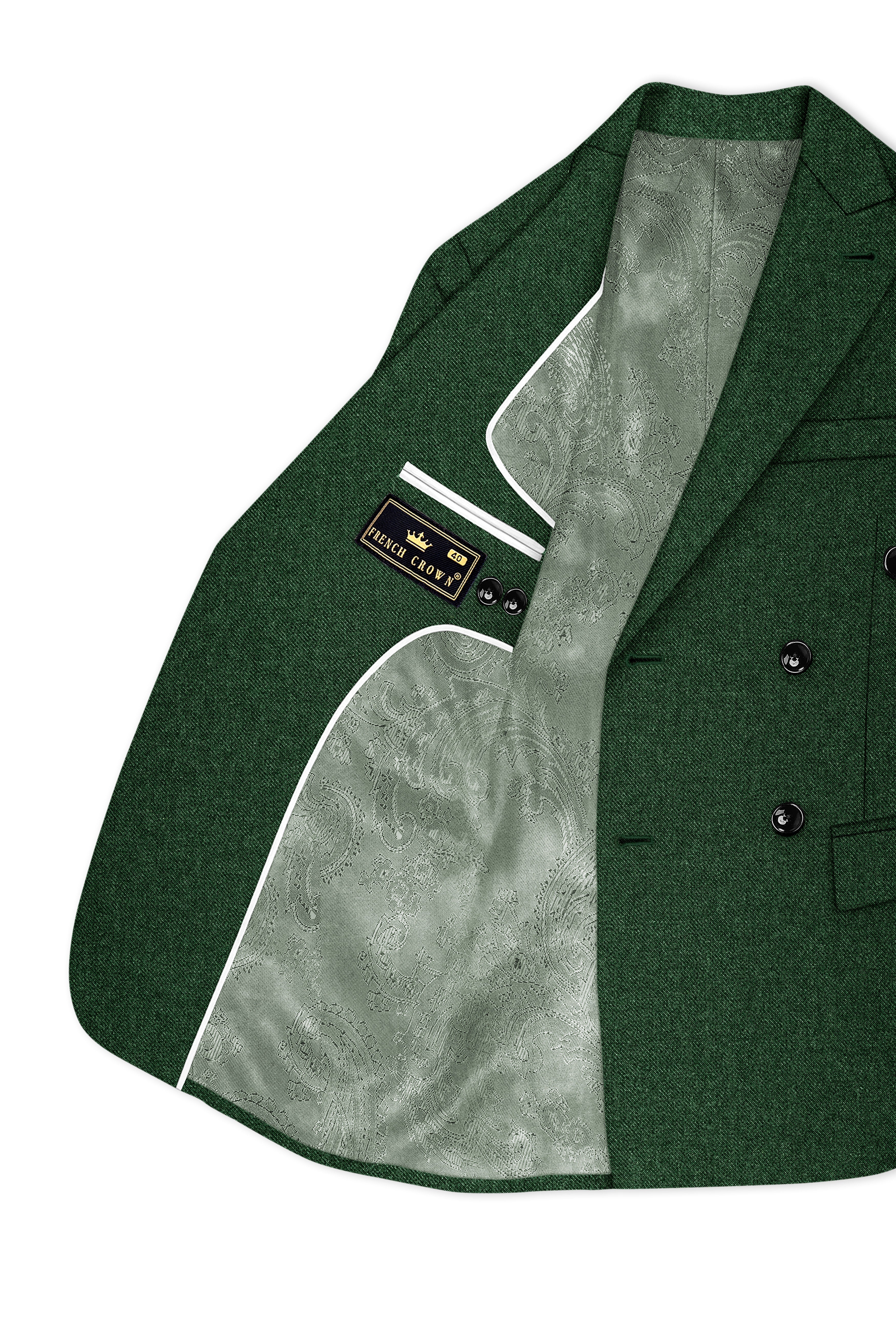 Virenza-Mystle Green Textured Tweed Double Breasted Suit