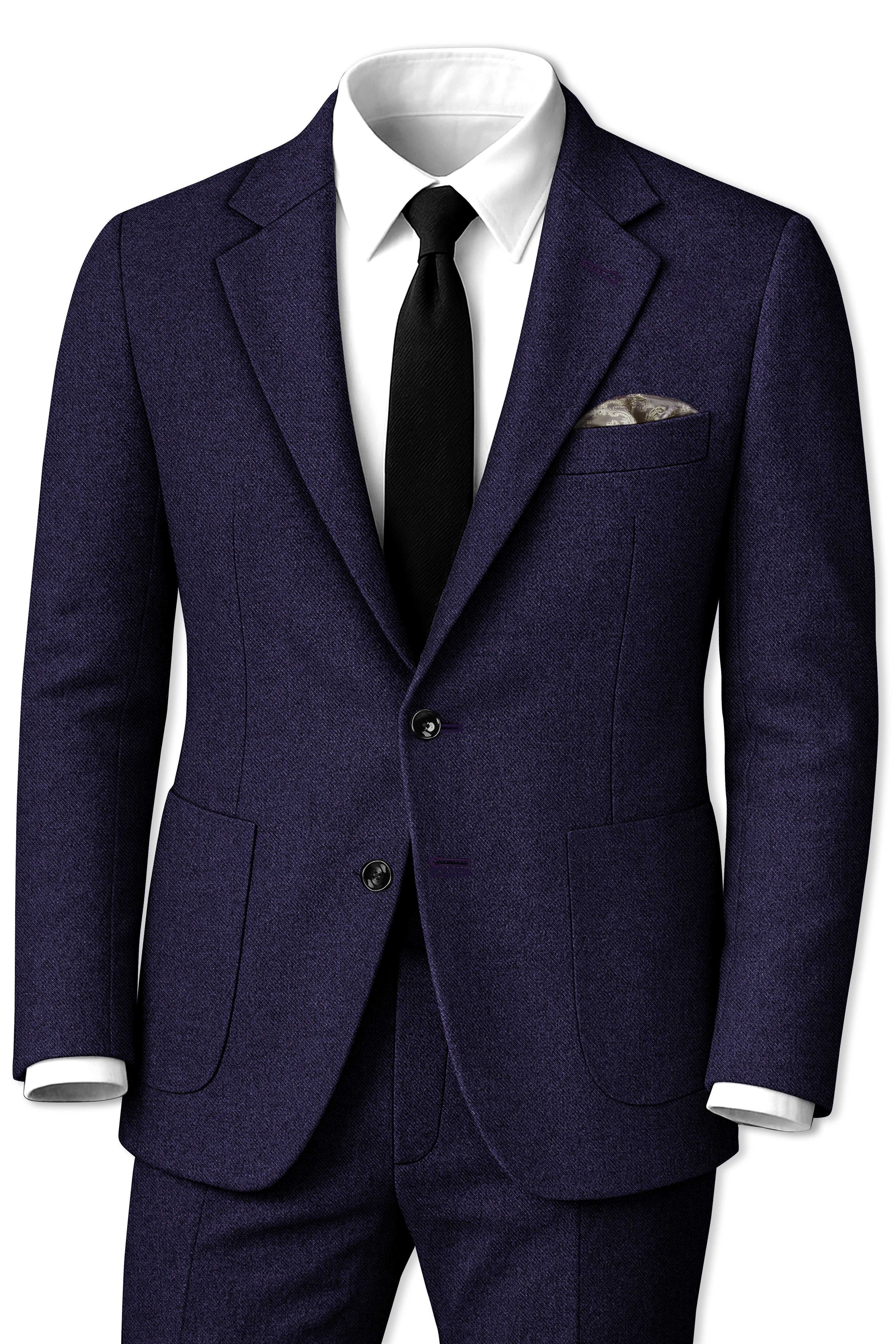 Bluvoro-Mirage Blue Textured Tweed Single Breasted Sports Suit