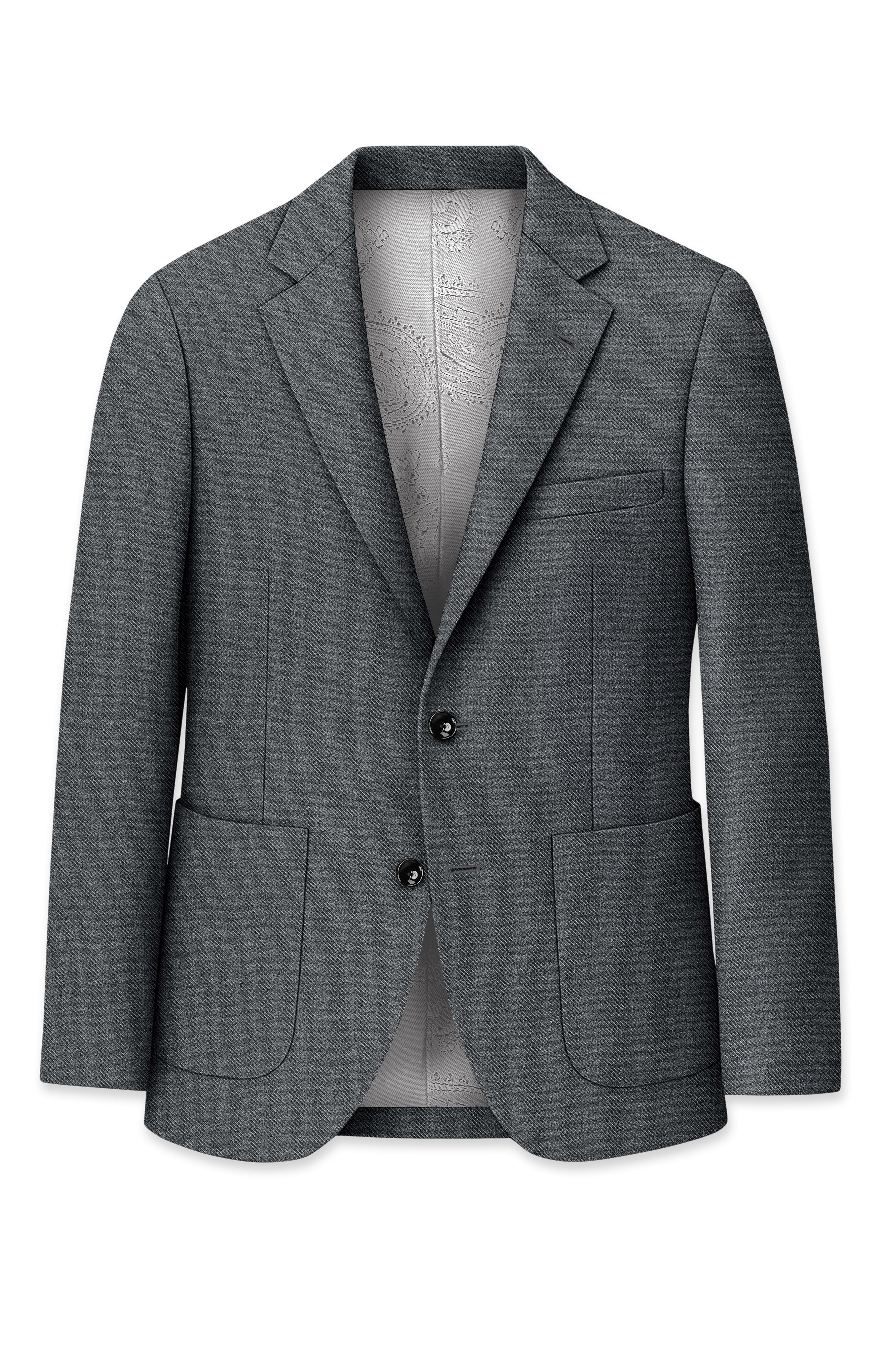 Gravano-Ship Gray Textured Tweed Single Breasted Sports Suit