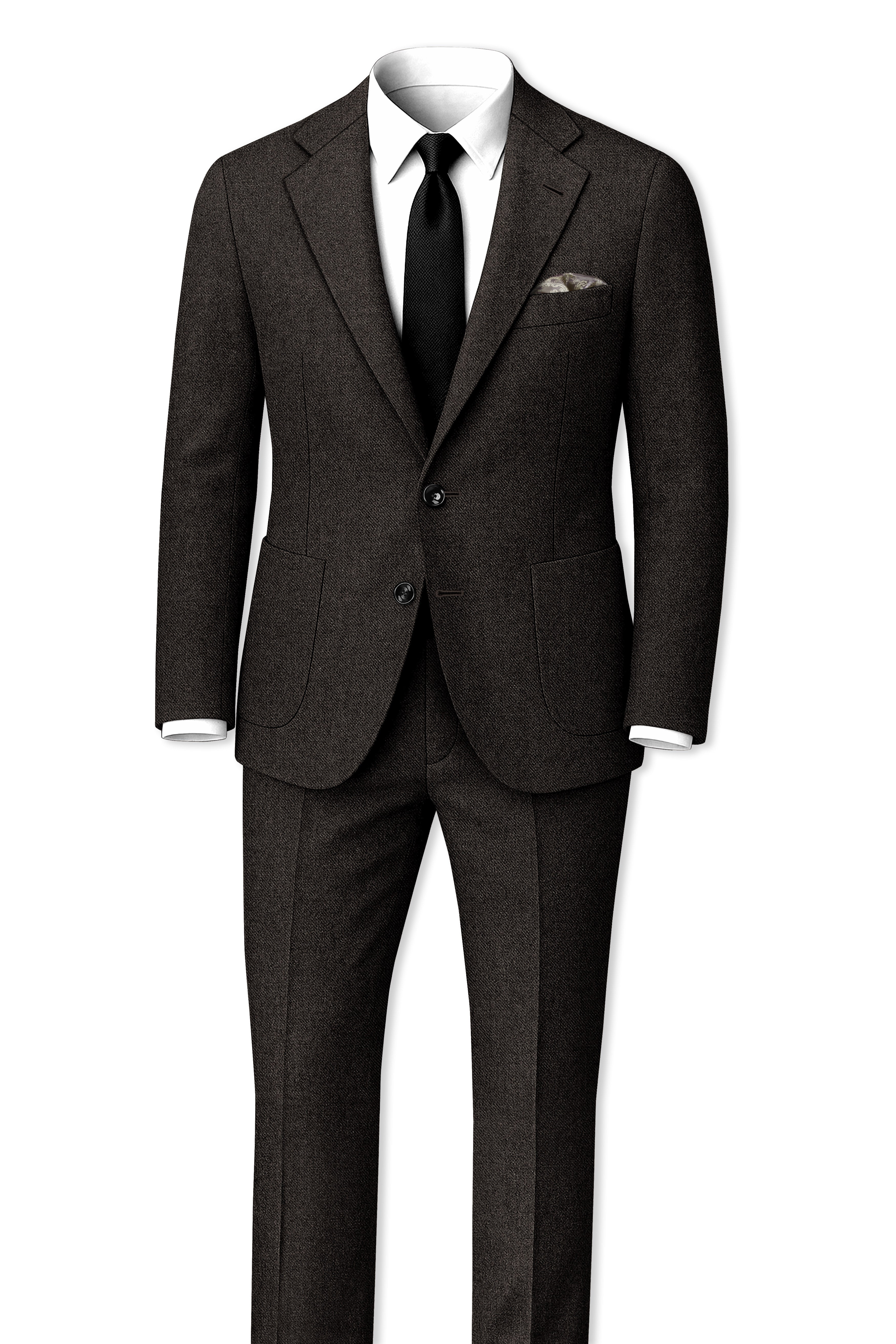Auregond-Gondola Brown Textured Tweed Single Breasted Sports Suit