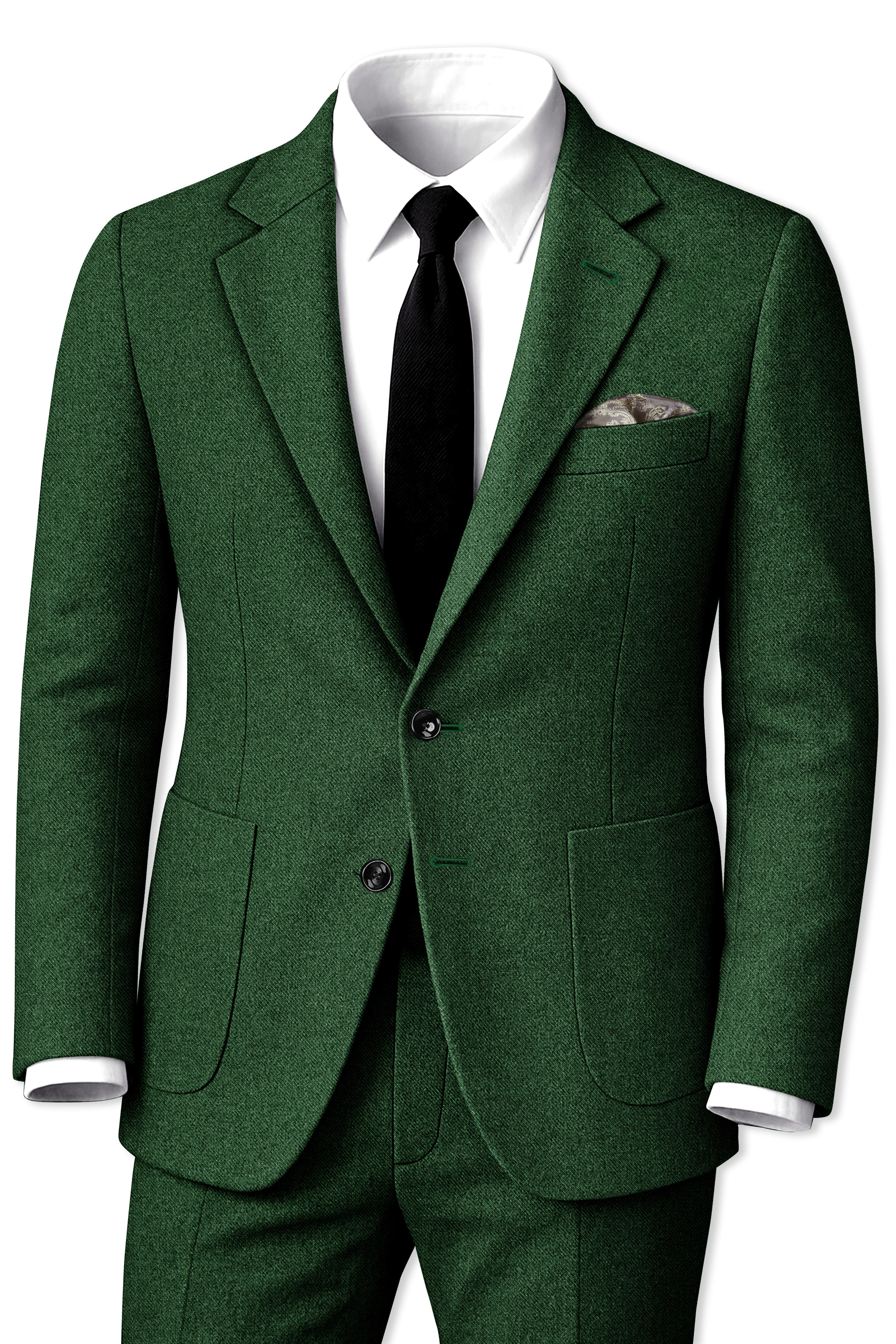 Virenza-Mystle Green Textured Tweed Single Breasted Sports Suit