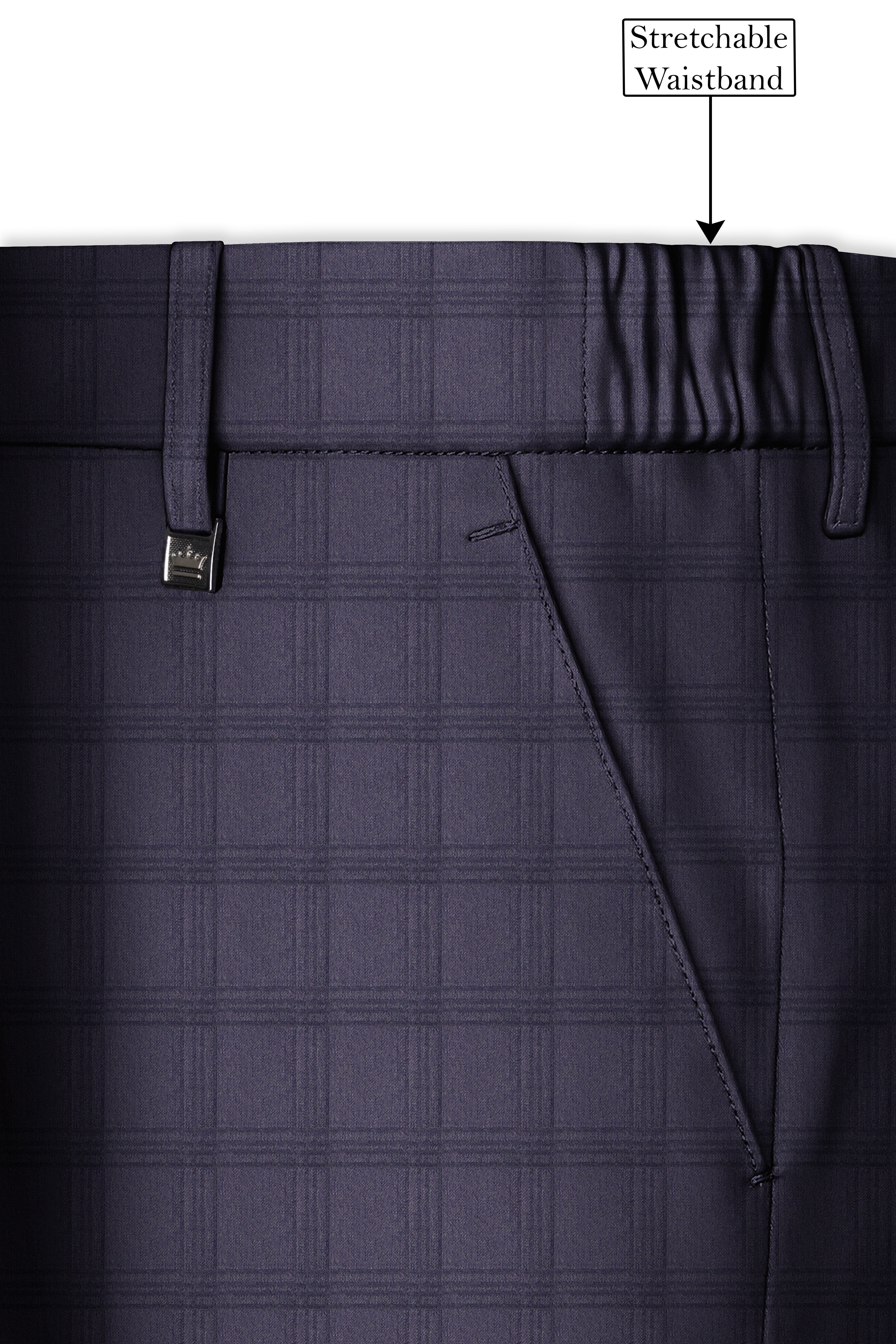 Auretuna-Tuna Blue Tonal Check Plaid Wool Rich Single Breasted Suit