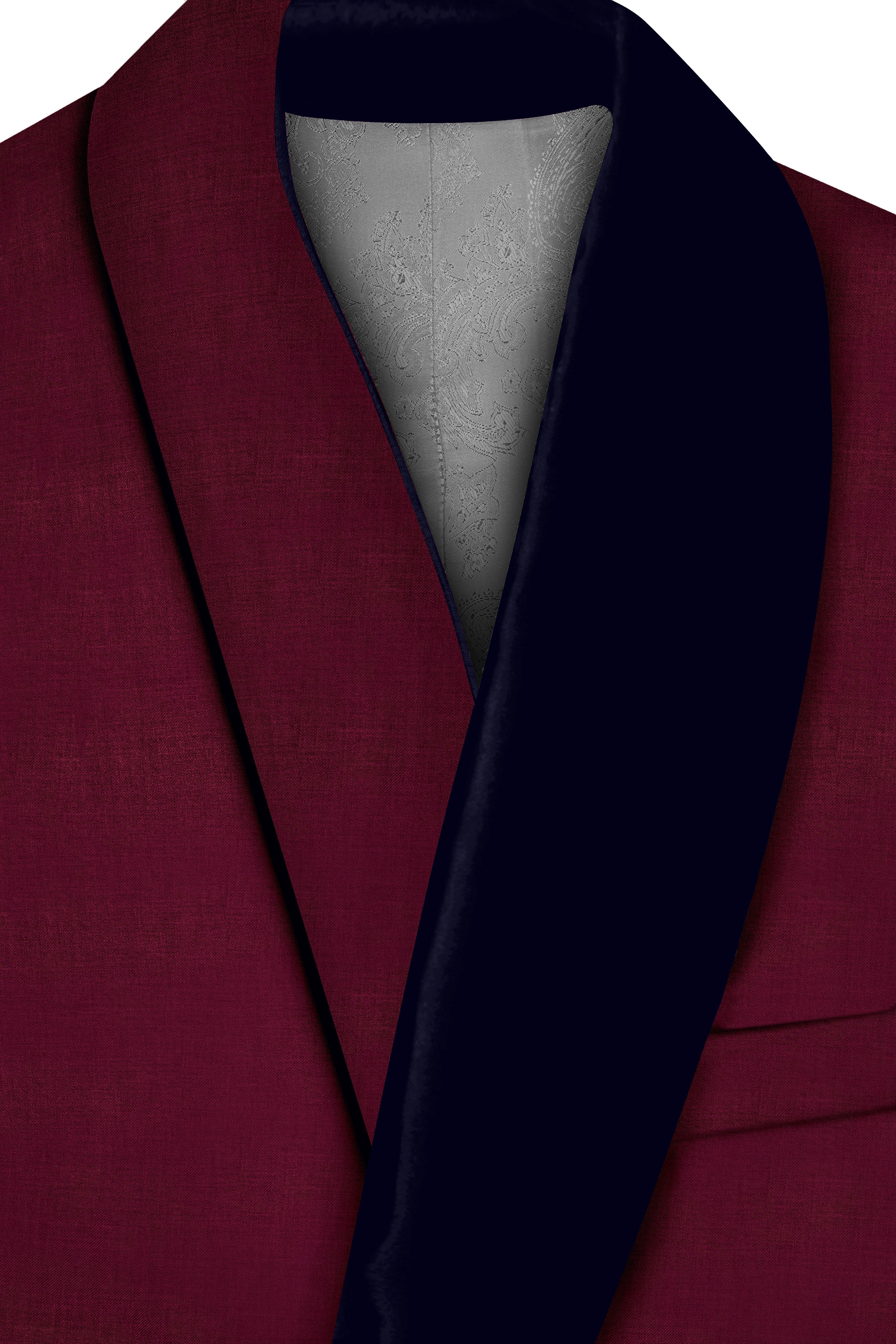 Regal Maroon-Tamarind With Blue Lepal Solid Wool Rich Tuxedo Suit