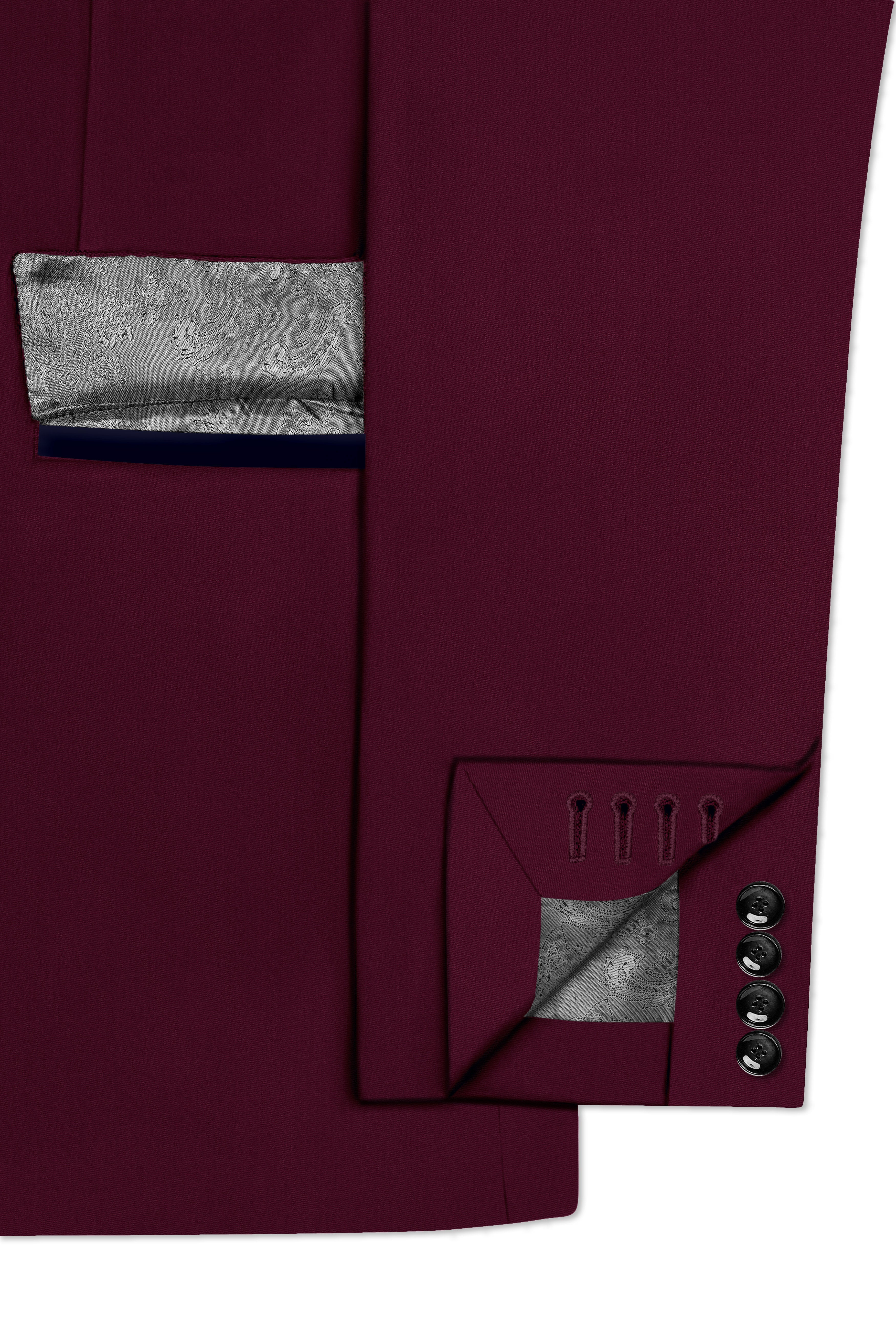 Regal Maroon-Tamarind With Blue Lepal Solid Wool Rich Tuxedo Suit