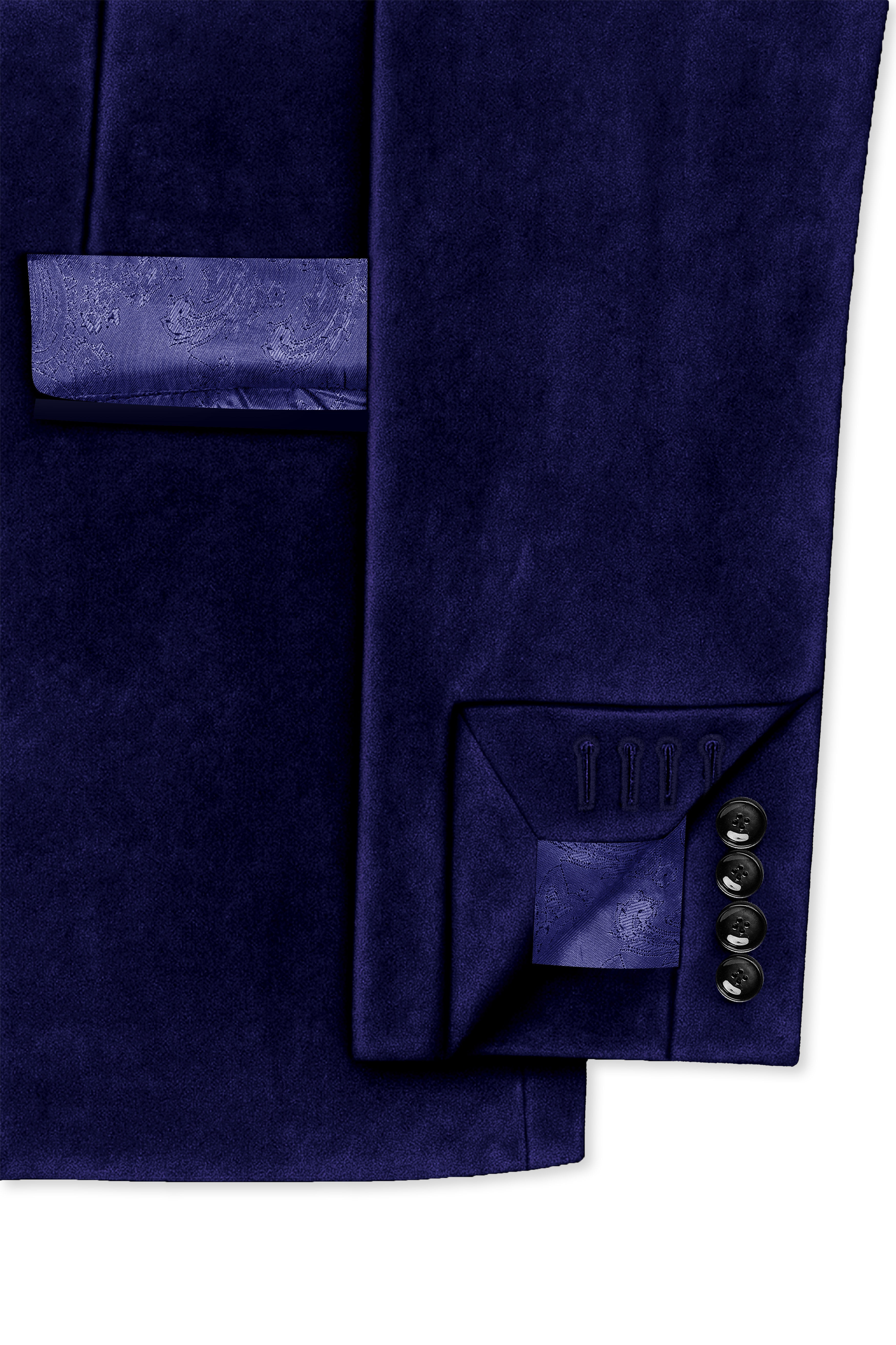 Azurion-Royal Blue With Blue Lepal Velvet Peak Lapel Tuxedo Suit