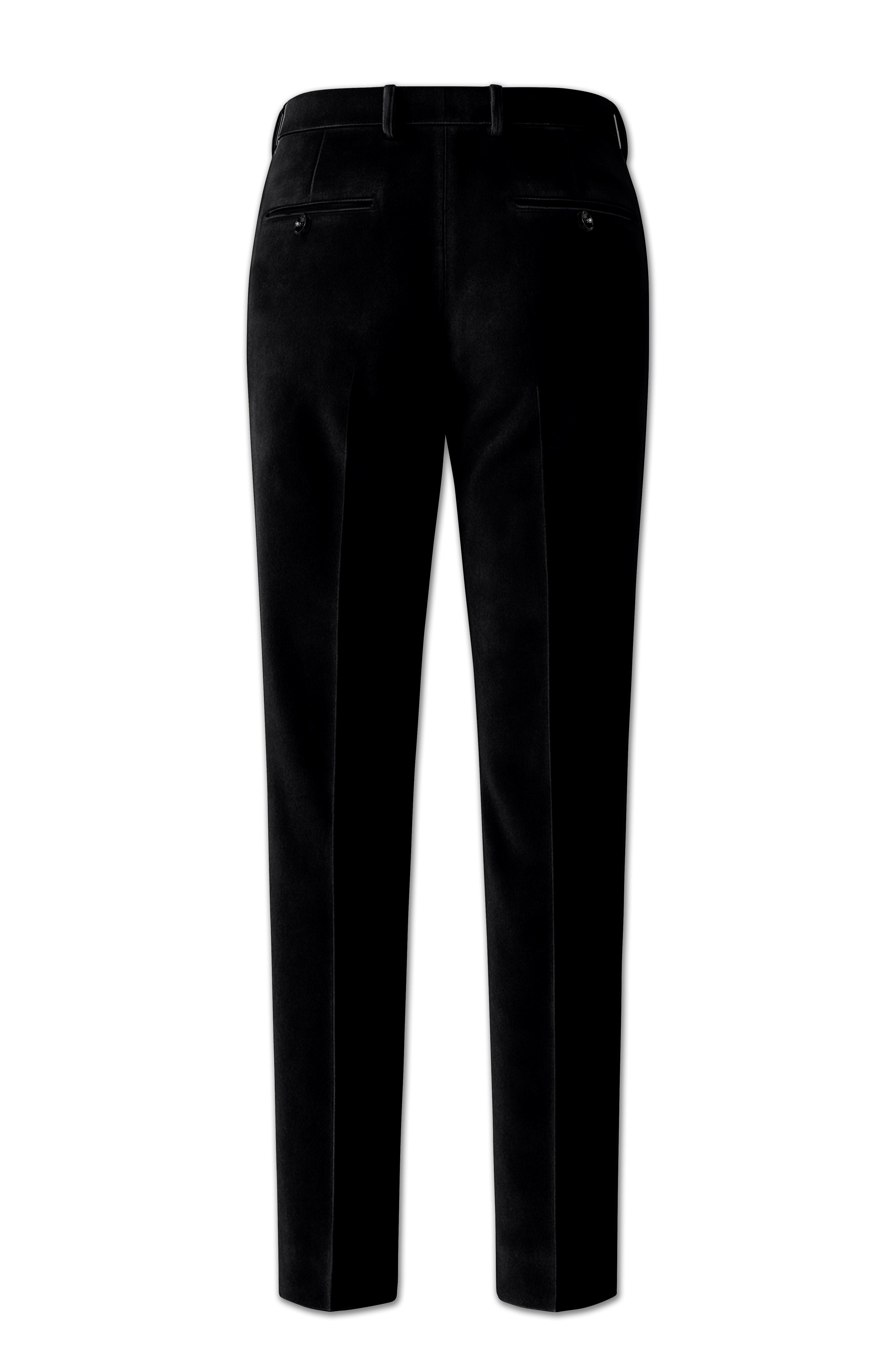 Jadevel-Jade Black With Blue Peak Lepal Velvet Tuxedo Suit