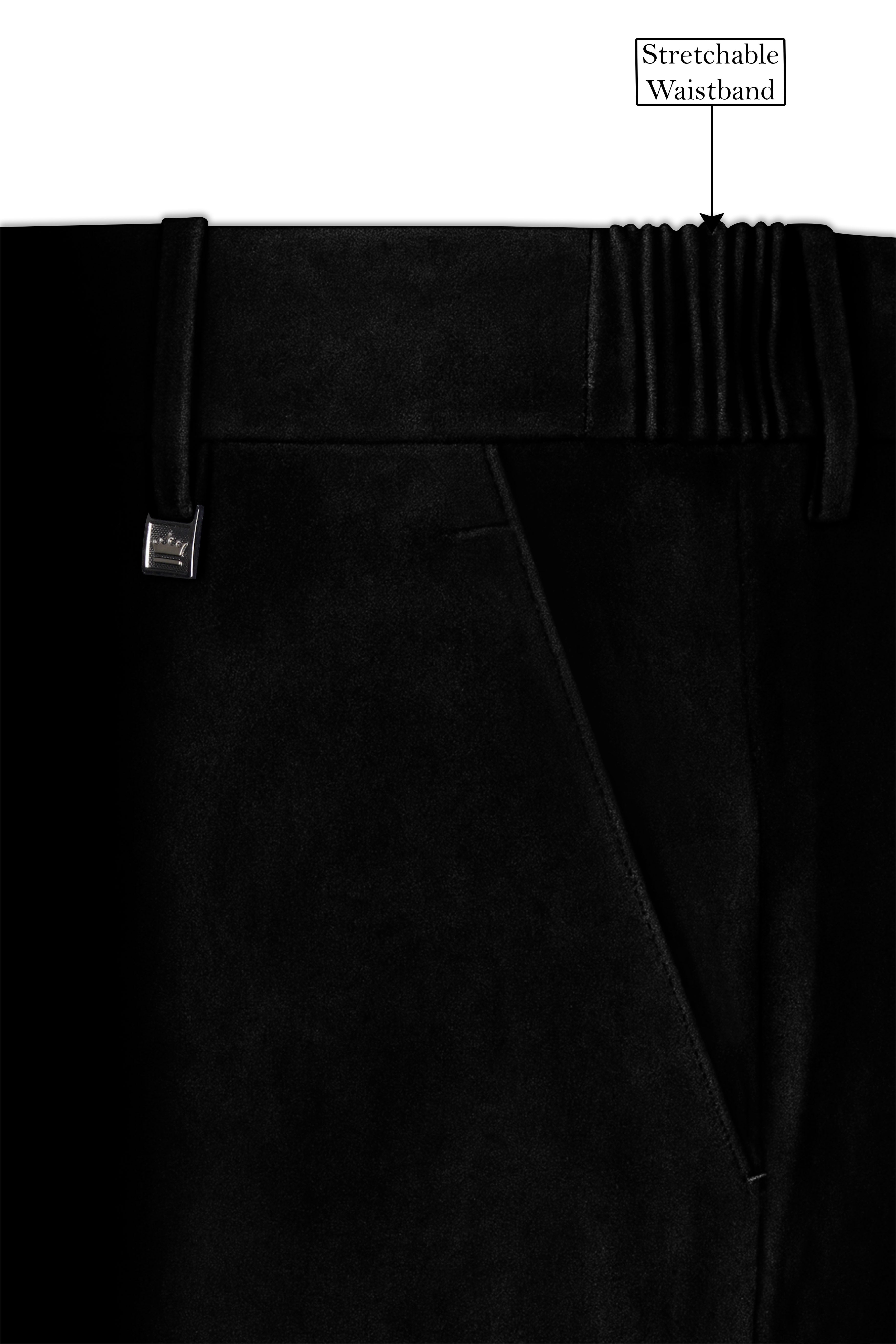 Jadevel-Jade Black With Blue Peak Lepal Velvet Tuxedo Suit