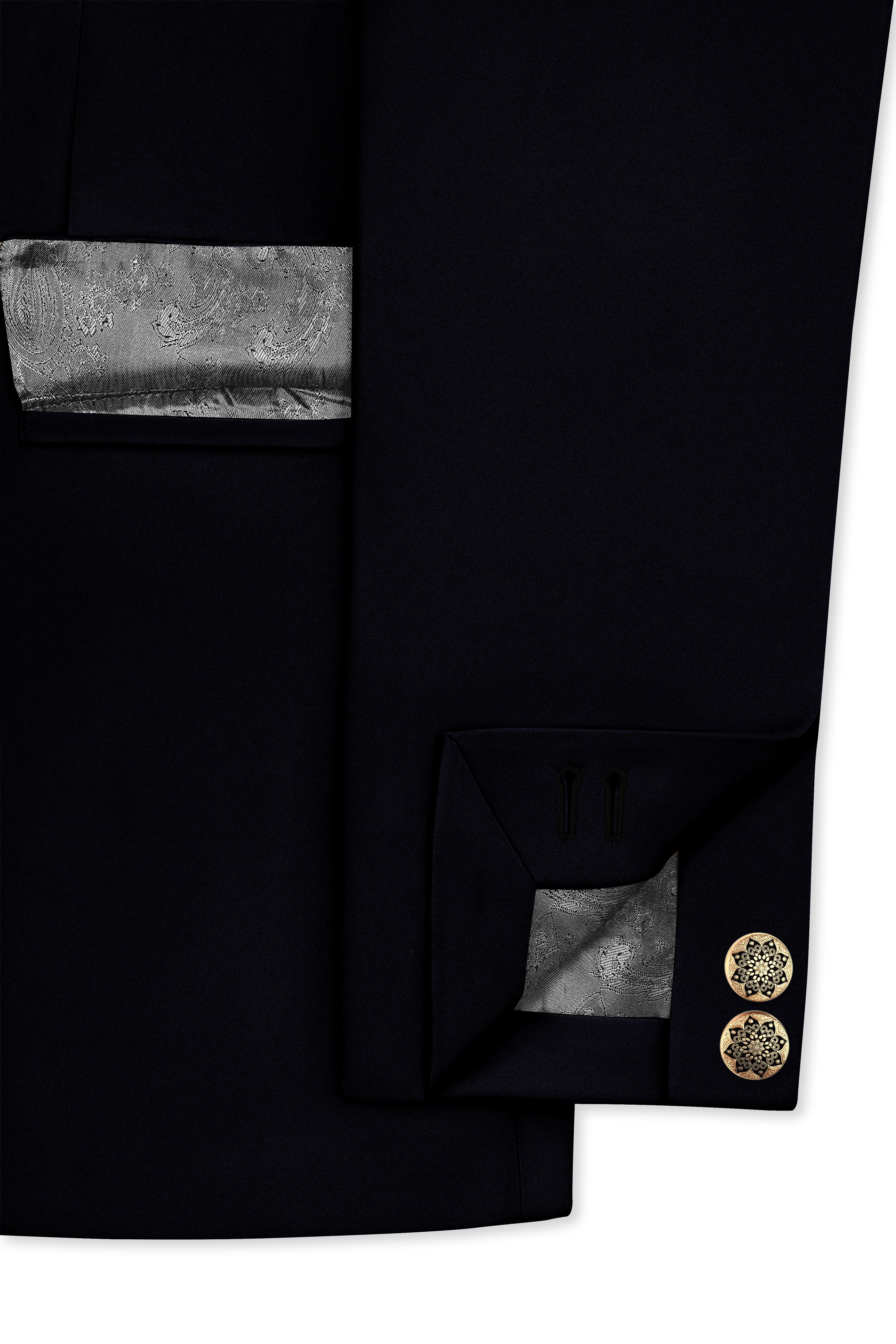 Aozora-Japanese Marine Blue 4-Way Stretch Wrinkle-Free Wool Rich Cross Placket Bandhgala Suit