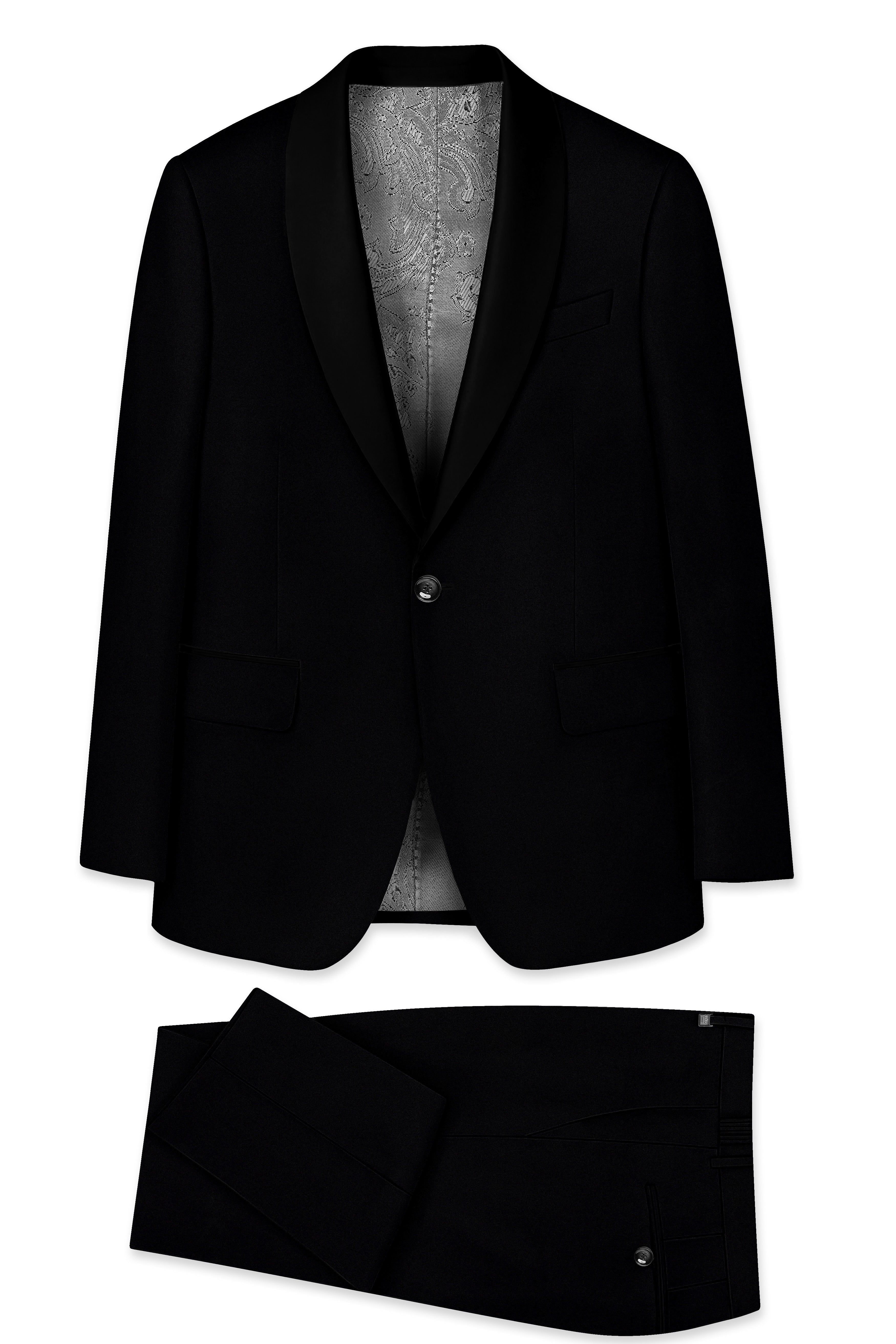Kuro-Japanese Jade Black 4-Way Stretch Wrinkle-Free Wool Rich Tuxedo Suit