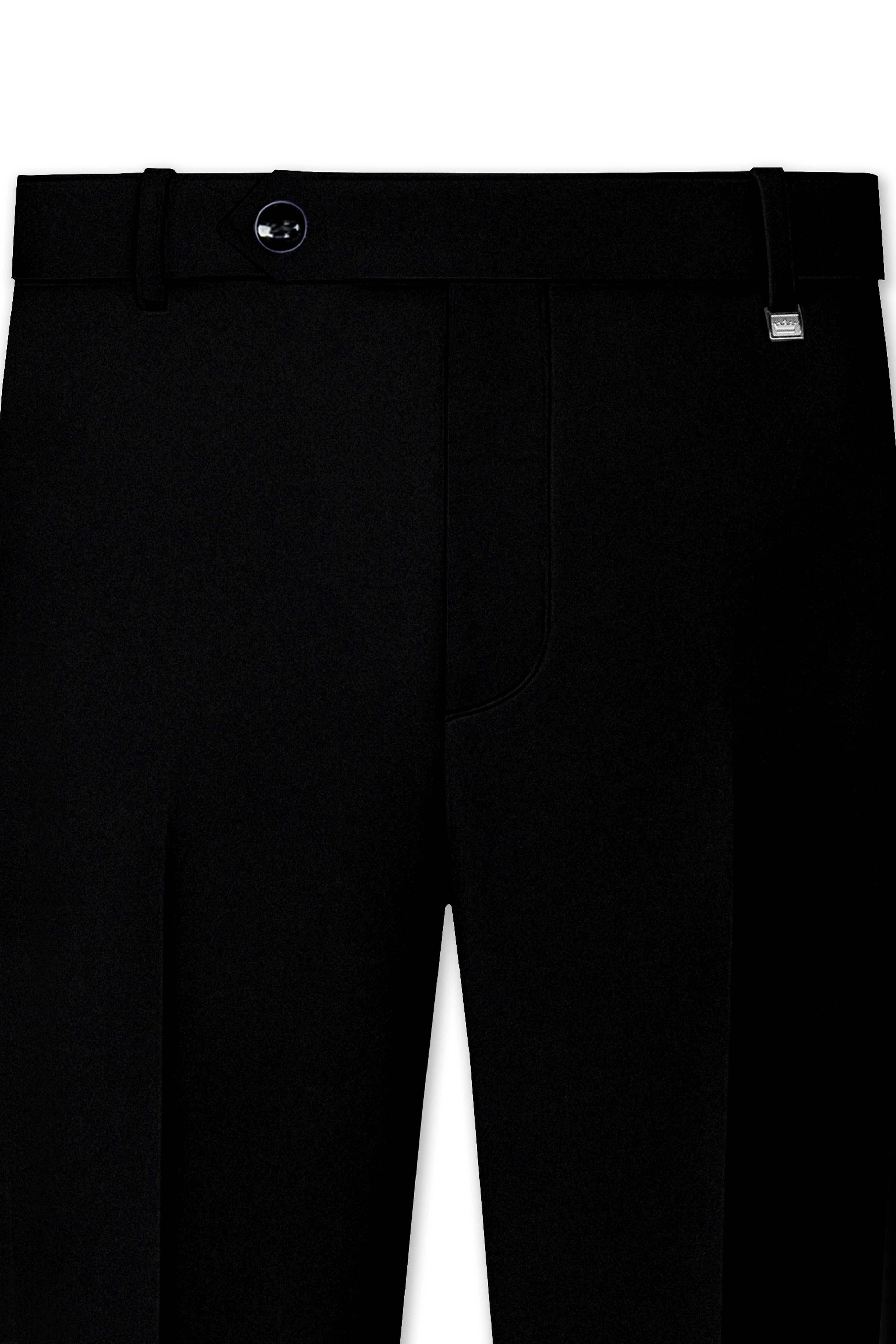 Kuro-Japanese Jade Black 4-Way Stretch Wrinkle-Free Wool Rich Bandhgala Suit