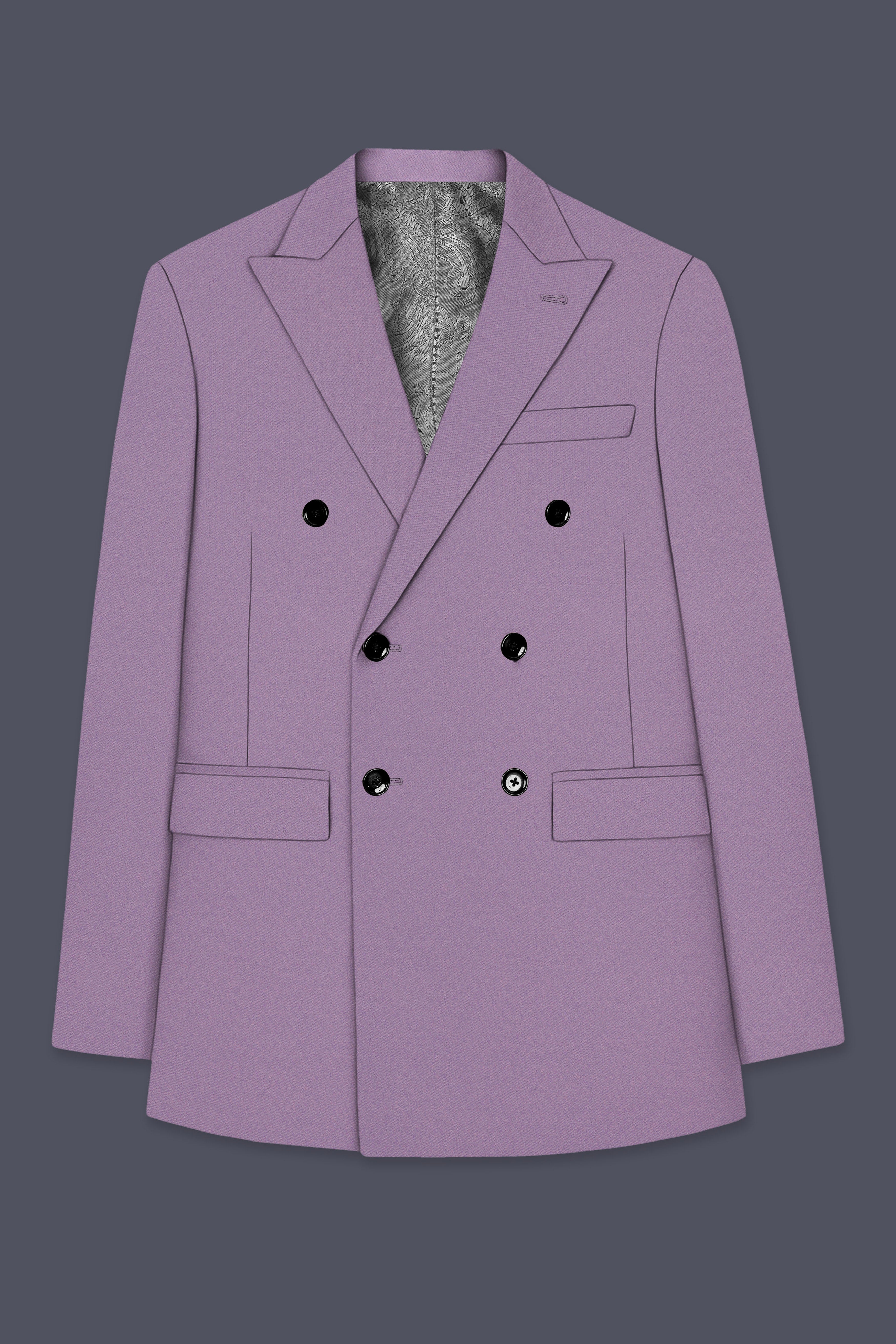 Violeto-Korean Mobster Purple 4-Way Stretch Wrinkle-Free Wool Rich Double Breasted Suit