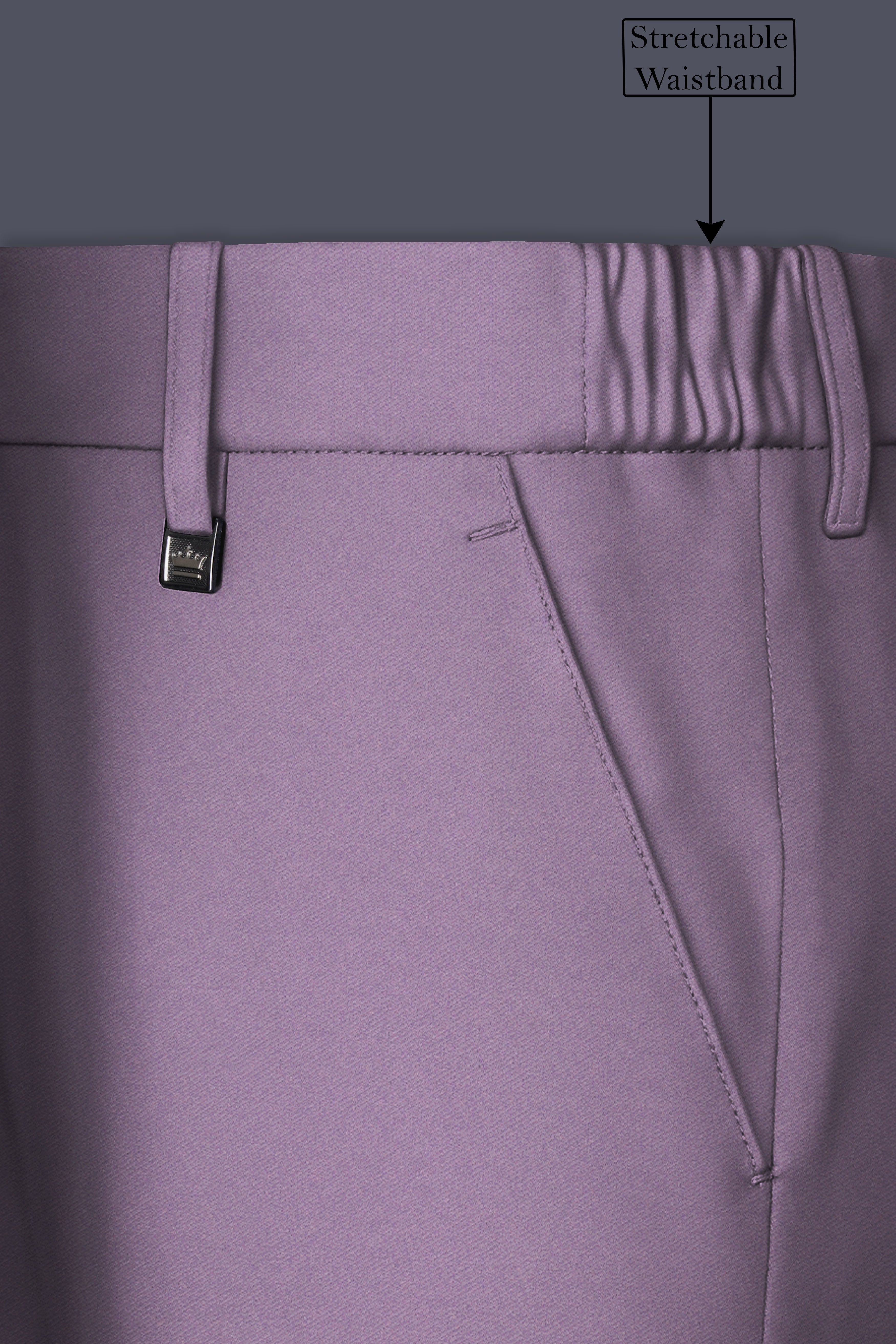 Violeto-Korean Mobster Purple 4-Way Stretch Wool Rich Cross Placket Bandhgala Suit