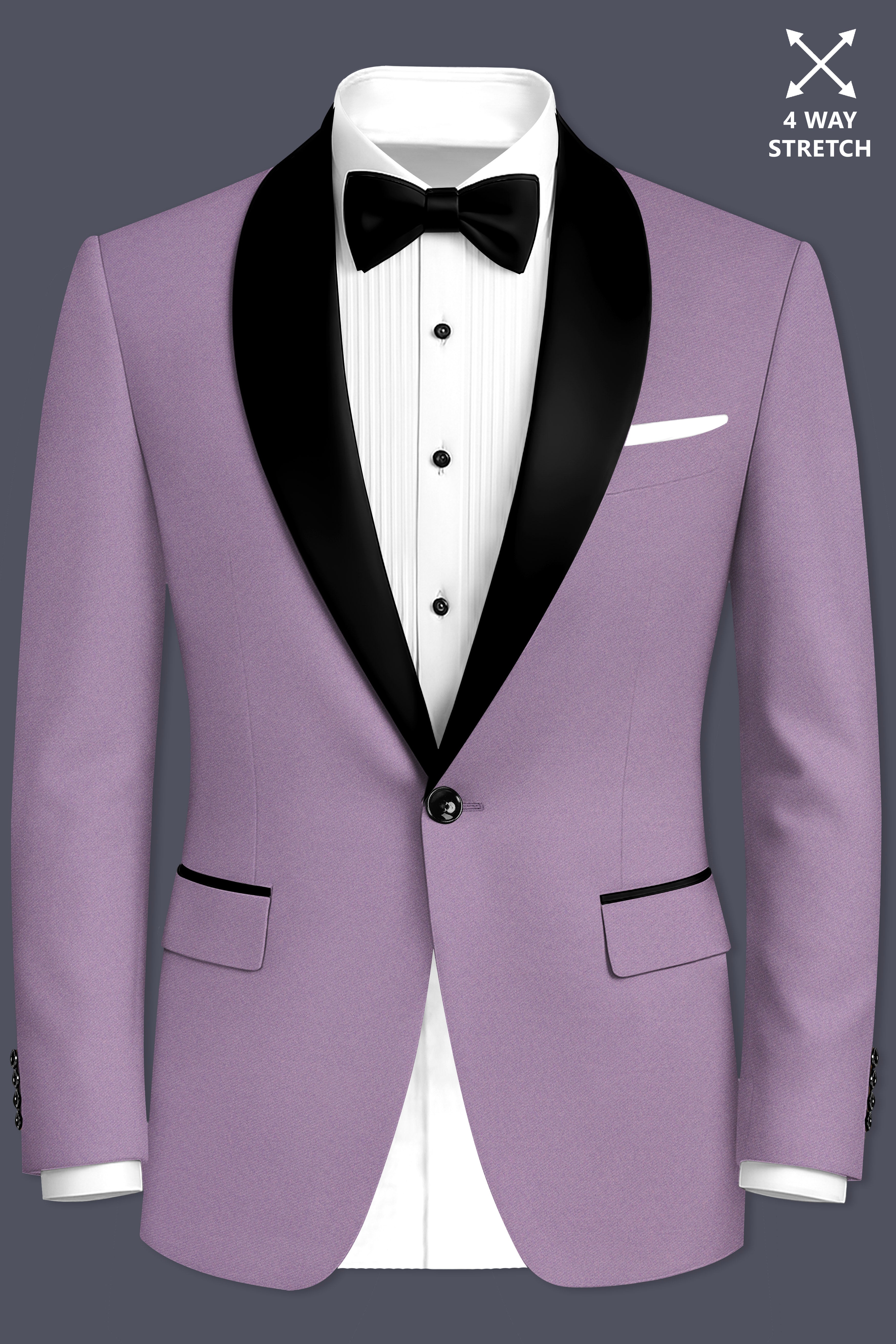 Violeto-Korean Mobster Purple 4-Way Stretch Wool Rich Tuxedo Suit