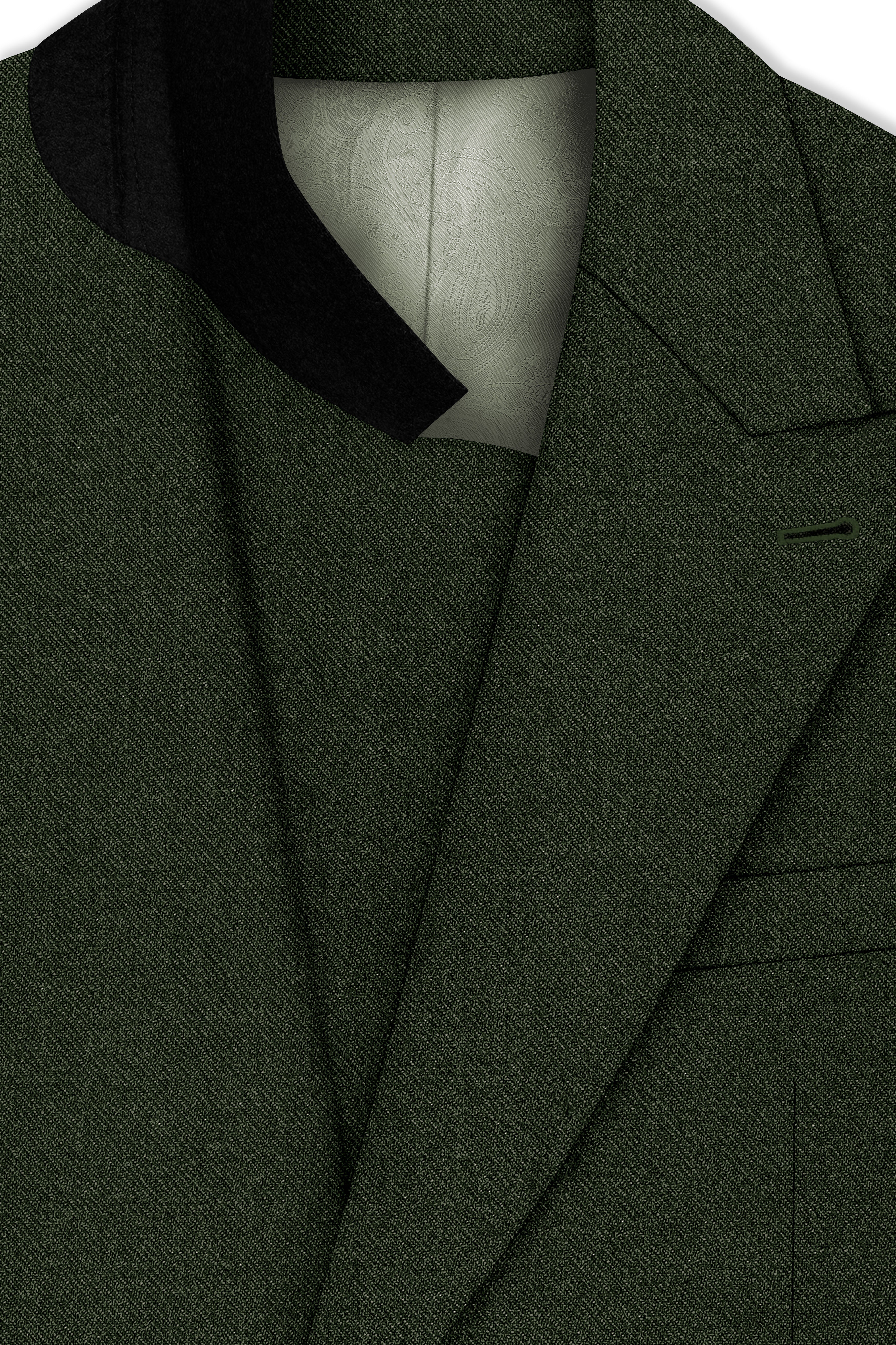 Virenza-Rangoon Green Textured Tweed Double Breasted Suit