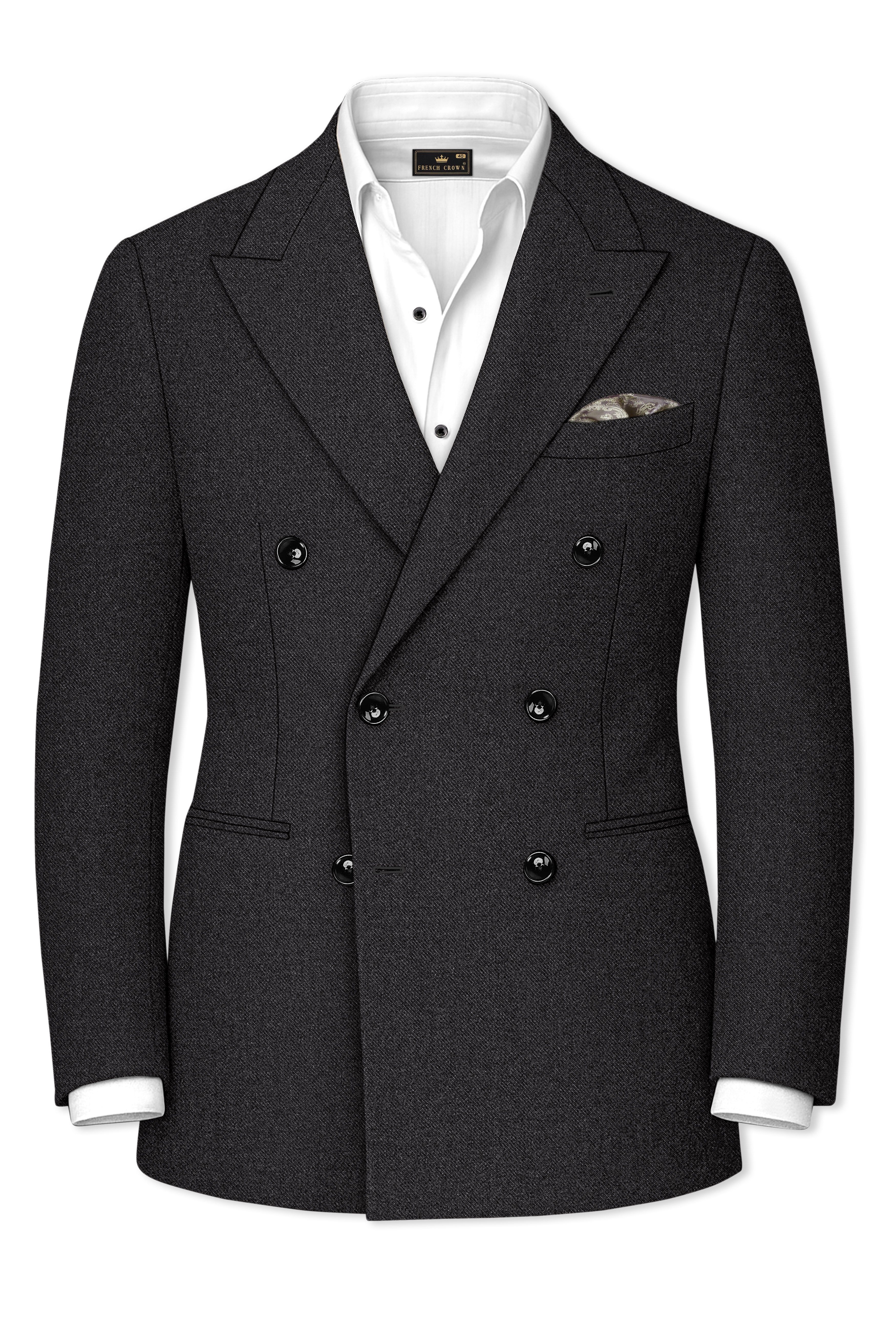 Cinerro-Mine Shaft Gray Textured Tweed Double Breasted Suit