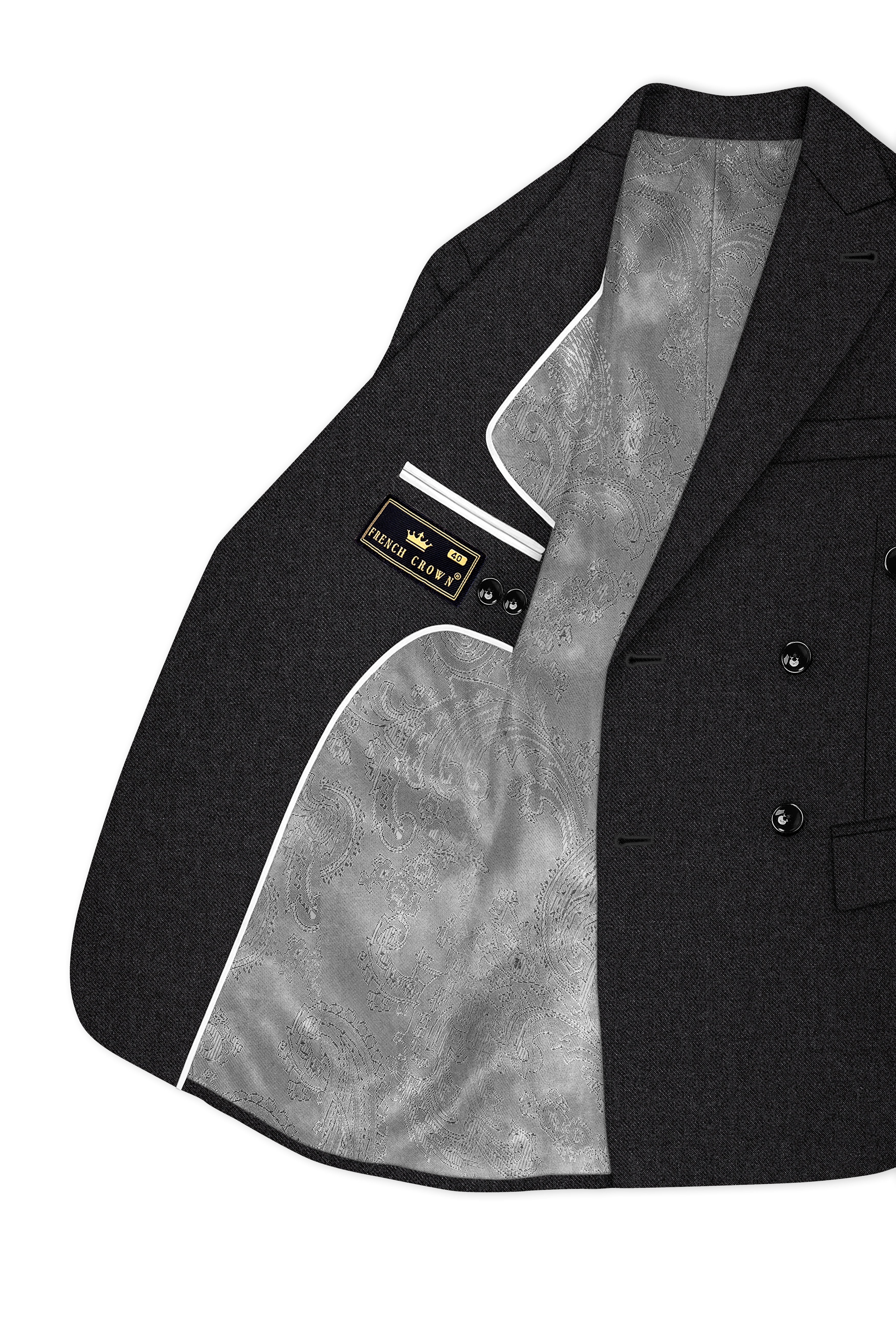 Cinerro-Mine Shaft Gray Textured Tweed Double Breasted Suit