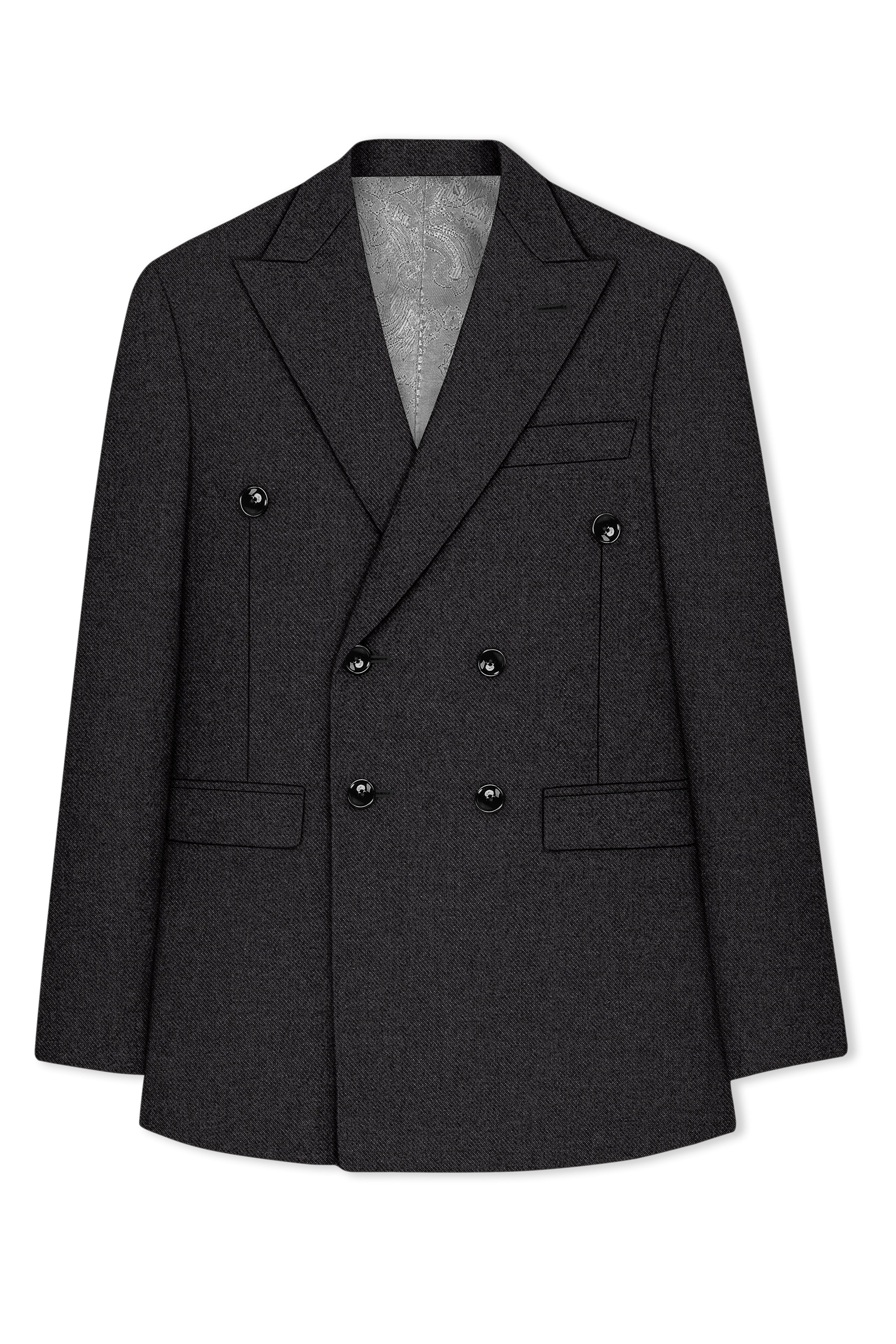 Cinerro-Mine Shaft Gray Textured Tweed Double Breasted Suit