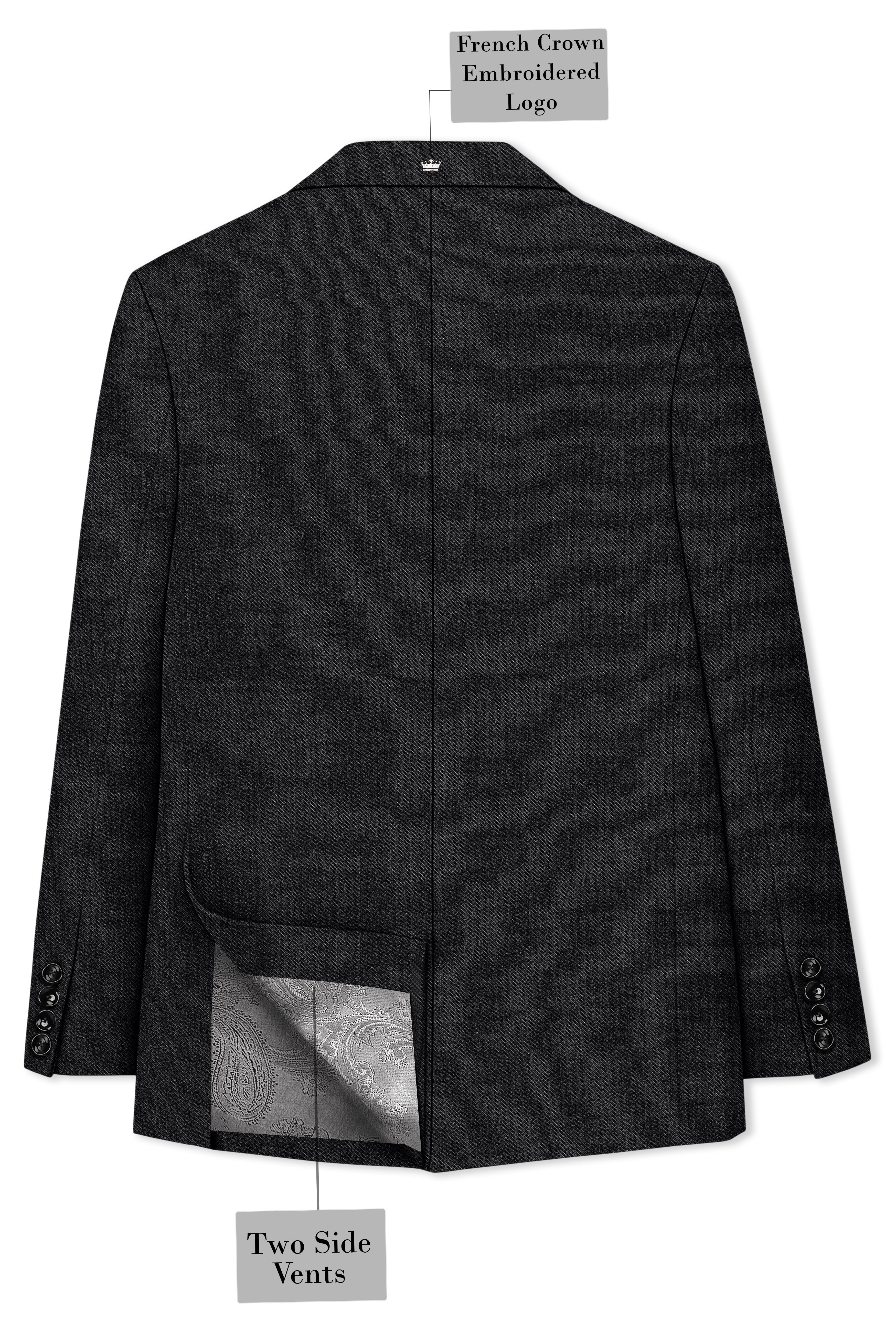 Cinerro-Mine Shaft Gray Textured Tweed Double Breasted Suit