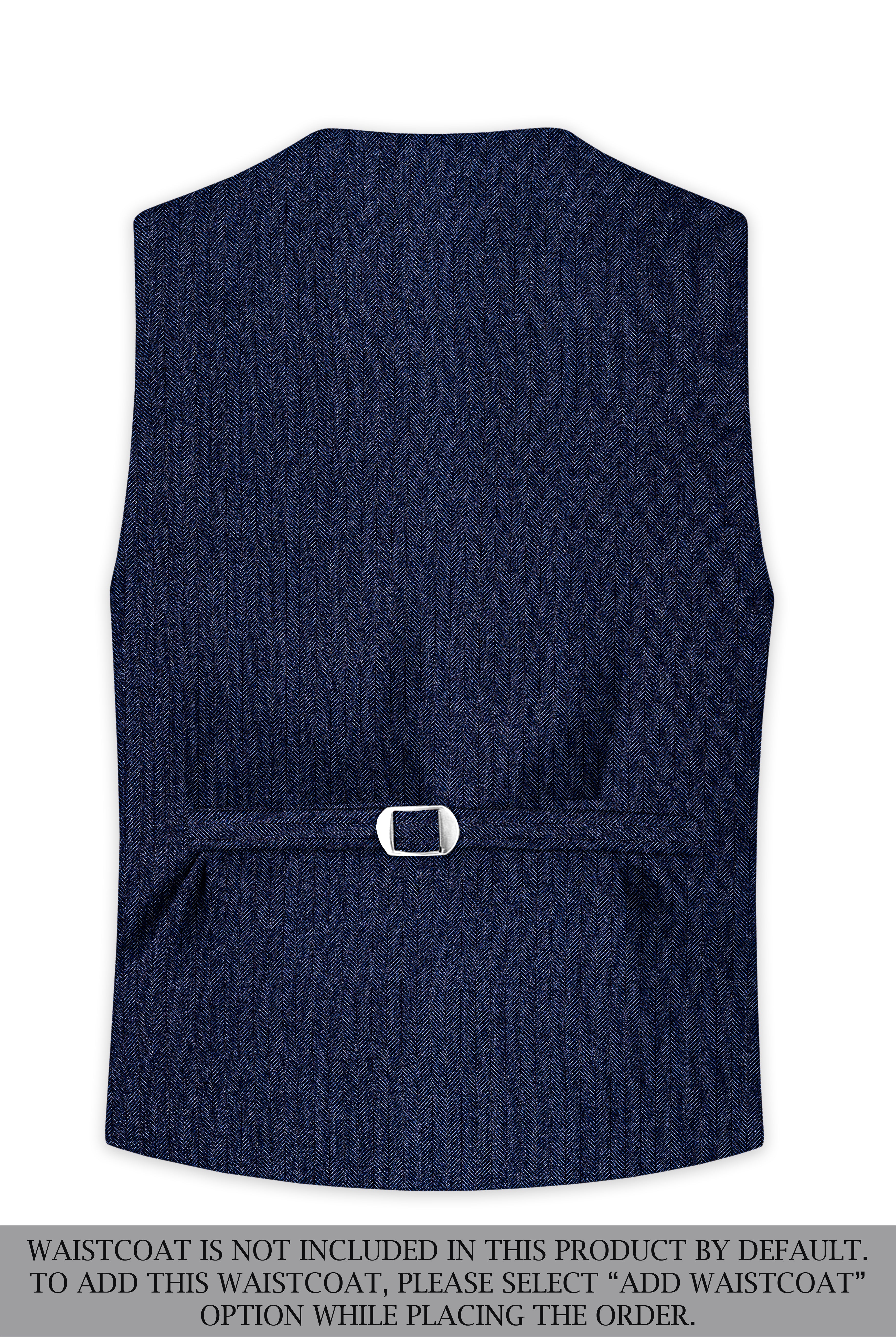 Aurevu-Vulcan Blue Herringbone Textured Tweed Double Breasted Suit