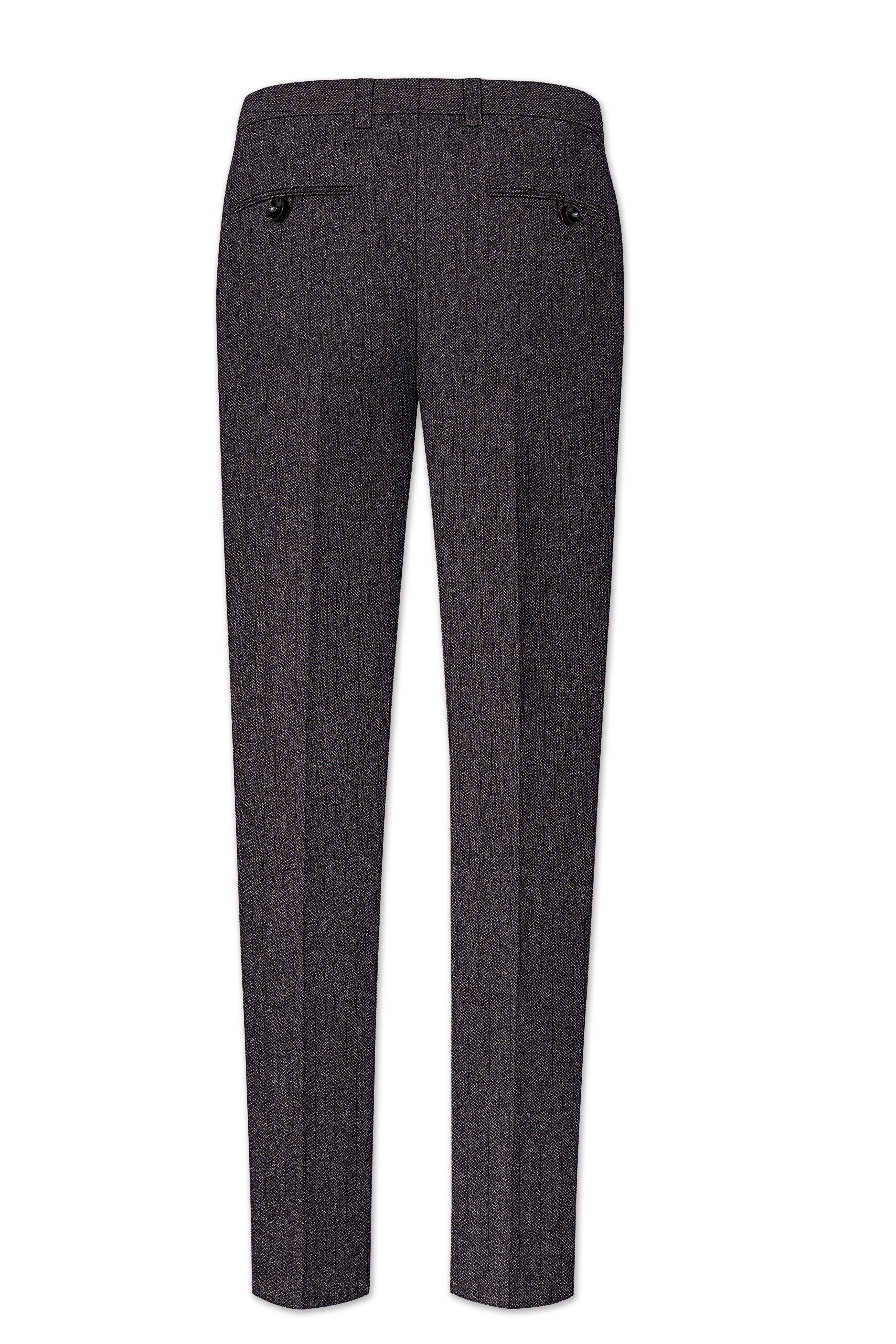 Aurezion-Zeus Brown Herringbone Textured Premium Tweed Double