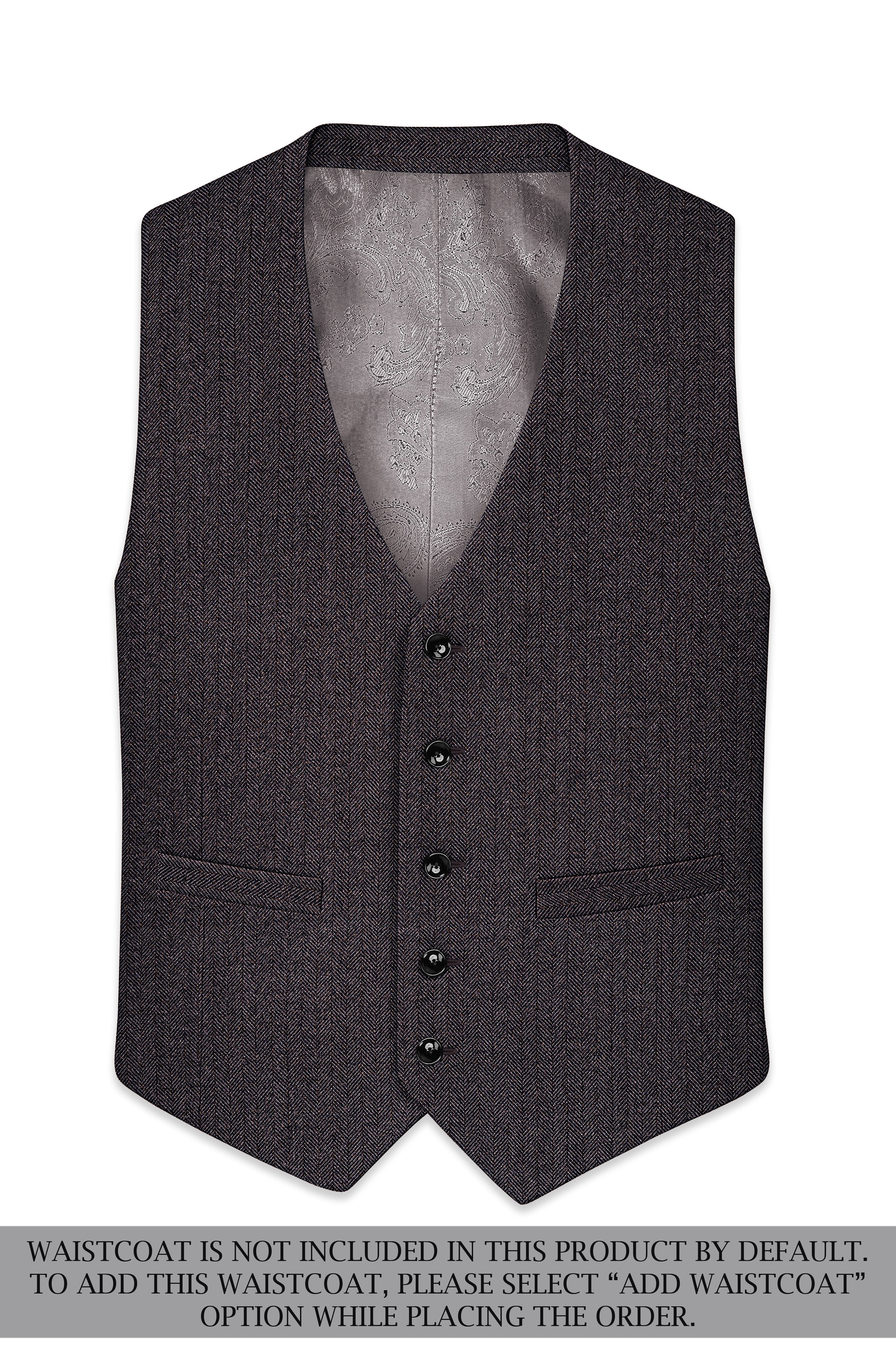Aurezion-Zeus Brown Herringbone Textured Tweed Double Breasted Suit