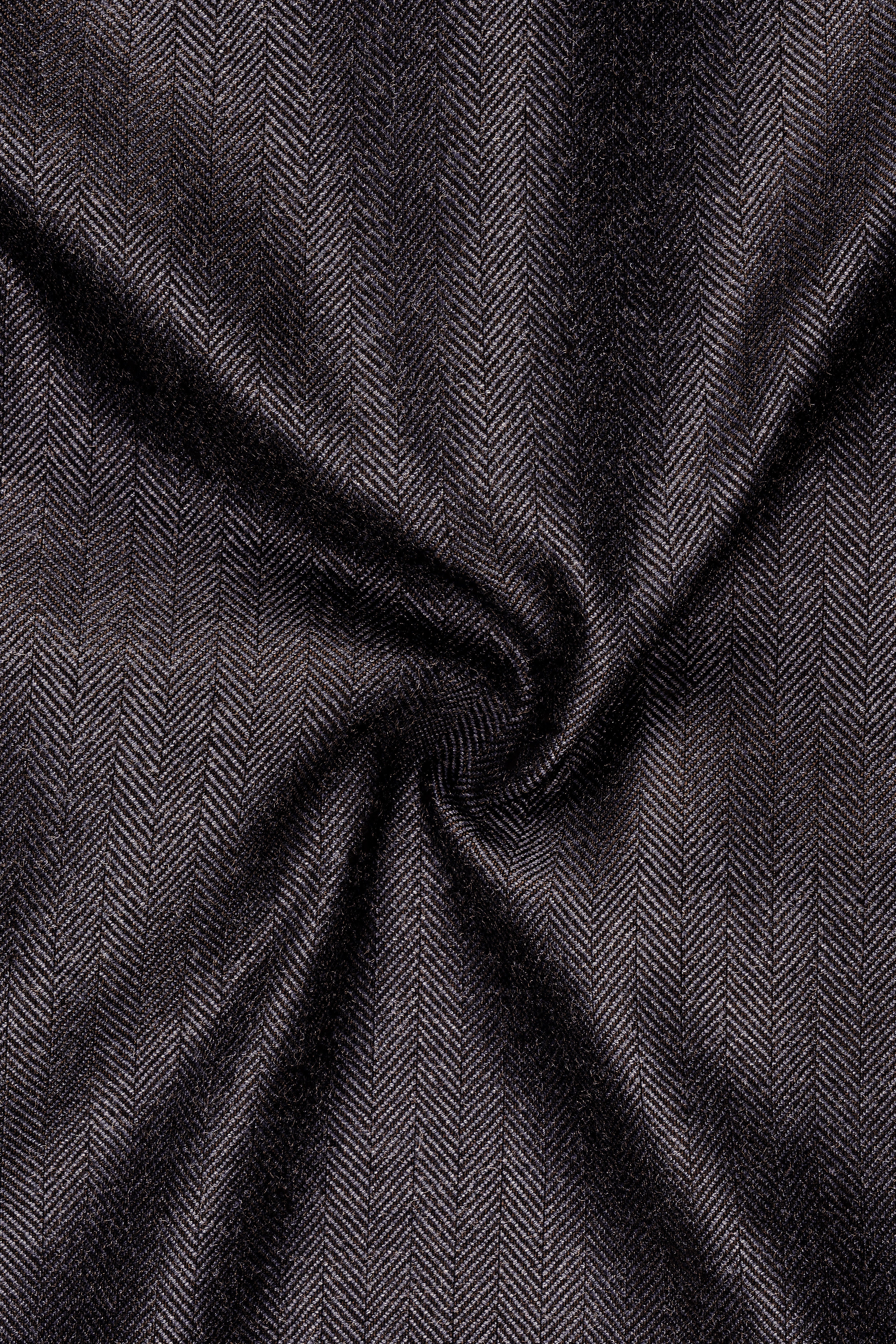 Aurezion-Zeus Brown Herringbone Textured Tweed Double Breasted Suit