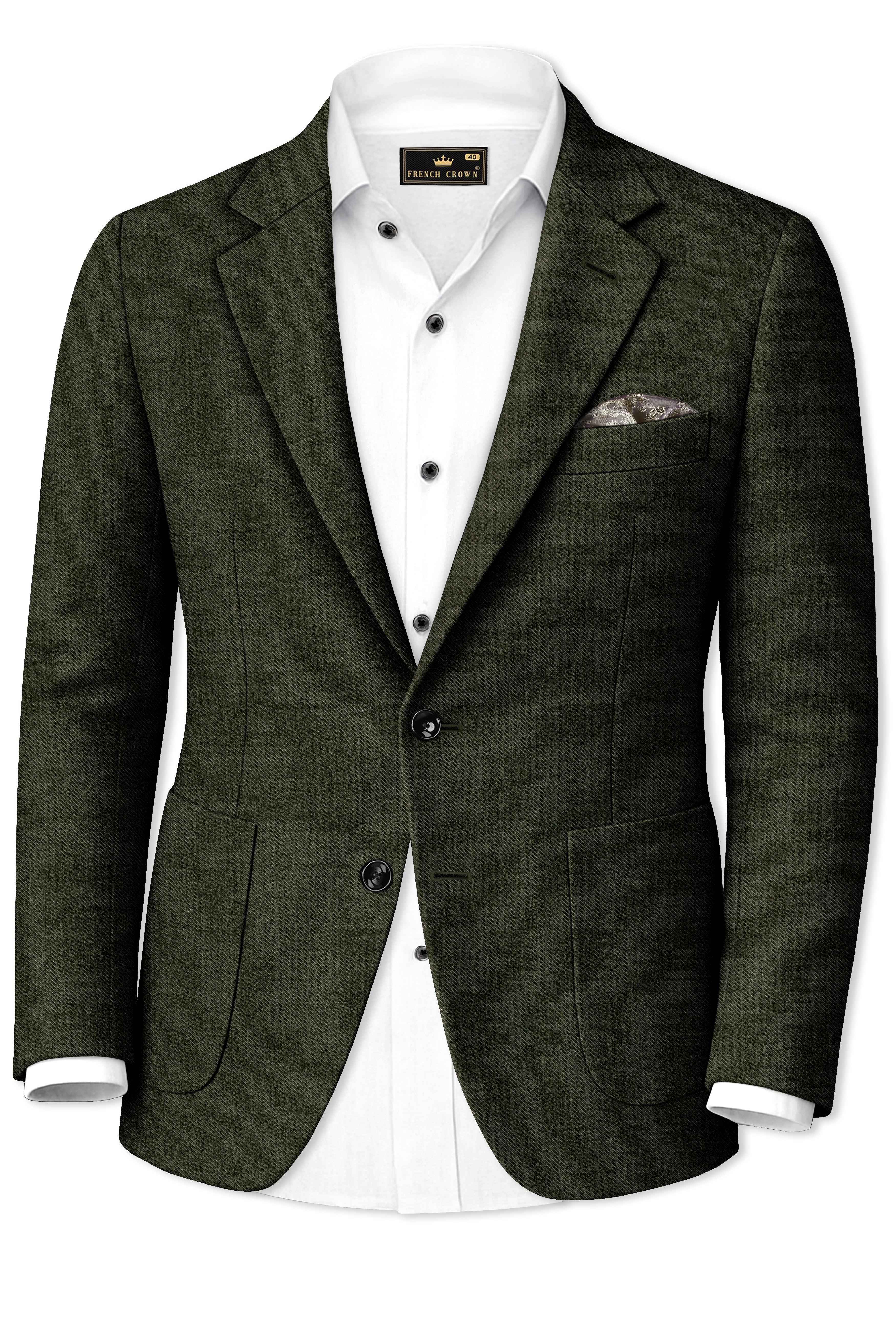 Virenza-Rangoon Green Textured Tweed Single Breasted Sports Suit