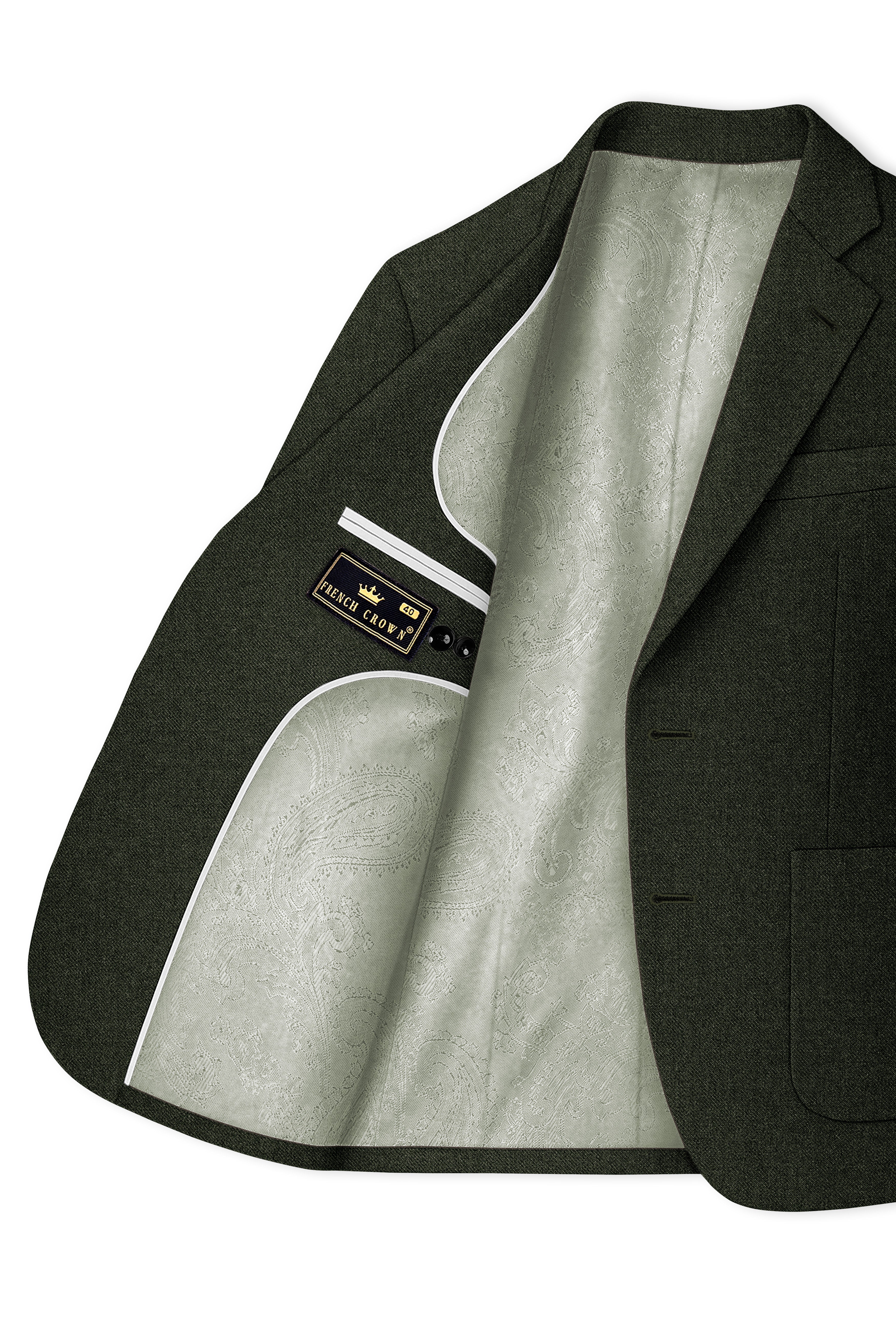 Virenza-Rangoon Green Textured Tweed Single Breasted Sports Suit