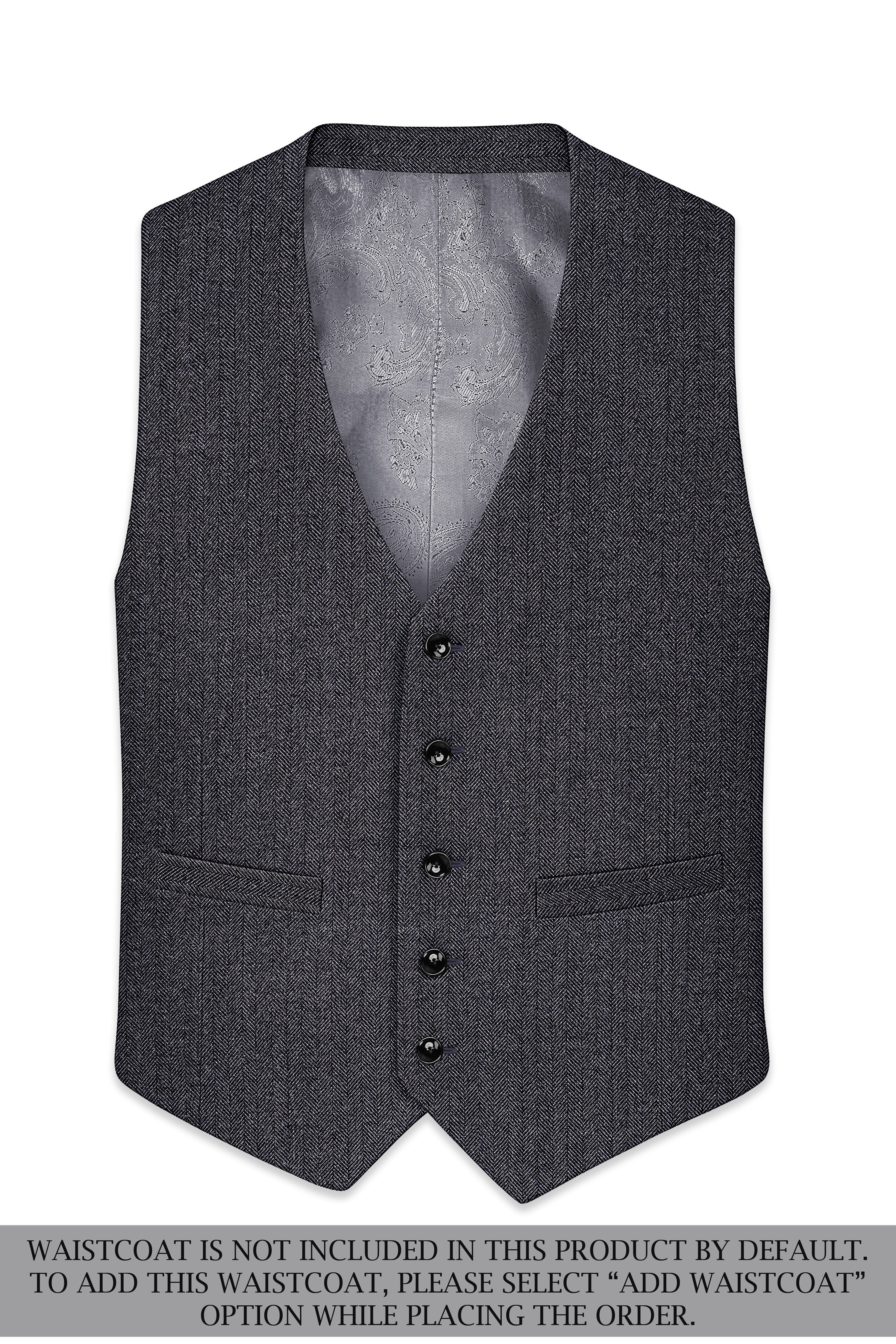 Silvoro-Iridium Gray Herringbone Textured Tweed Single Breasted Sports Suit