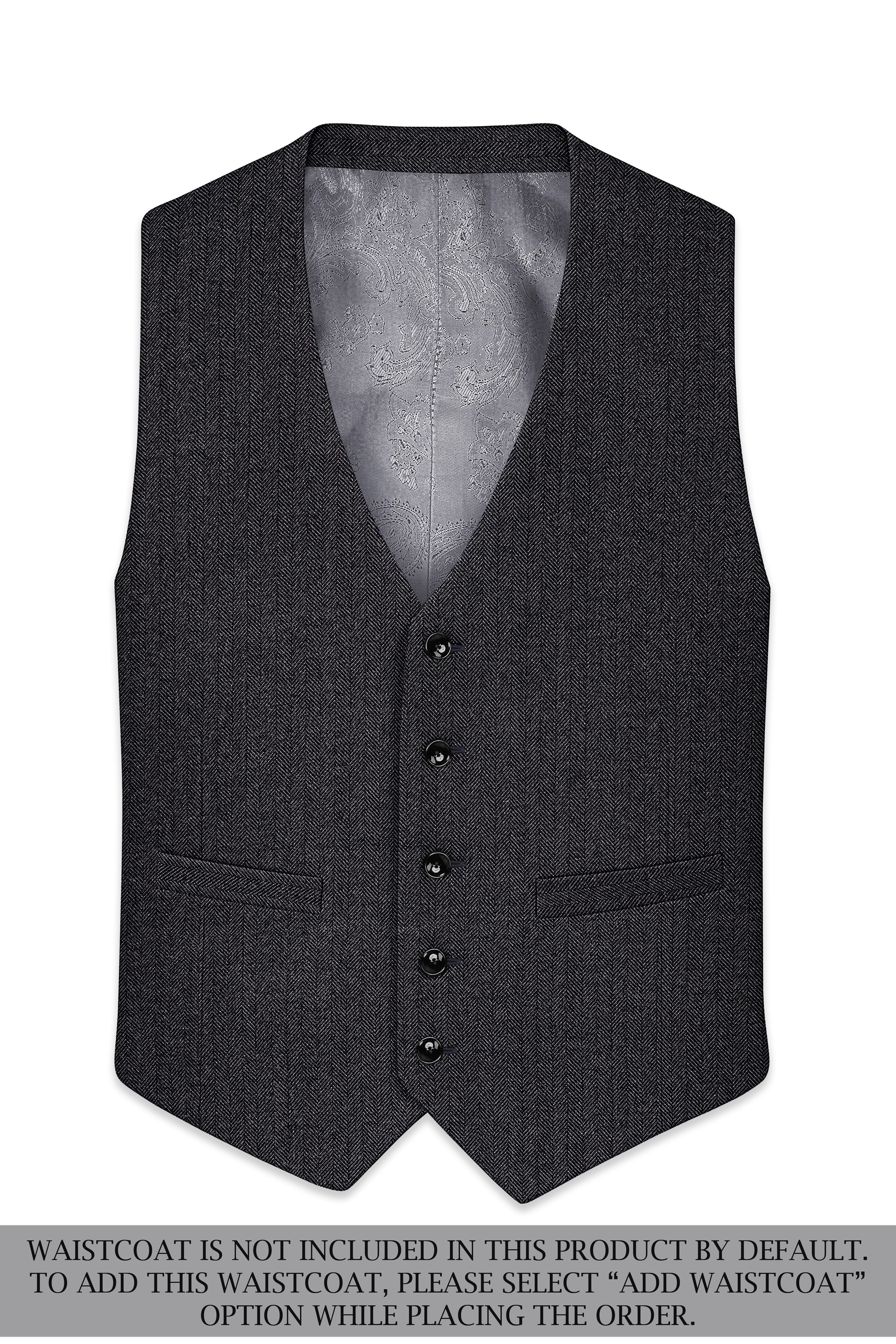 Imperion-Charcoal Gray Herringbone Textured Tweed Single Breasted Sports Suit