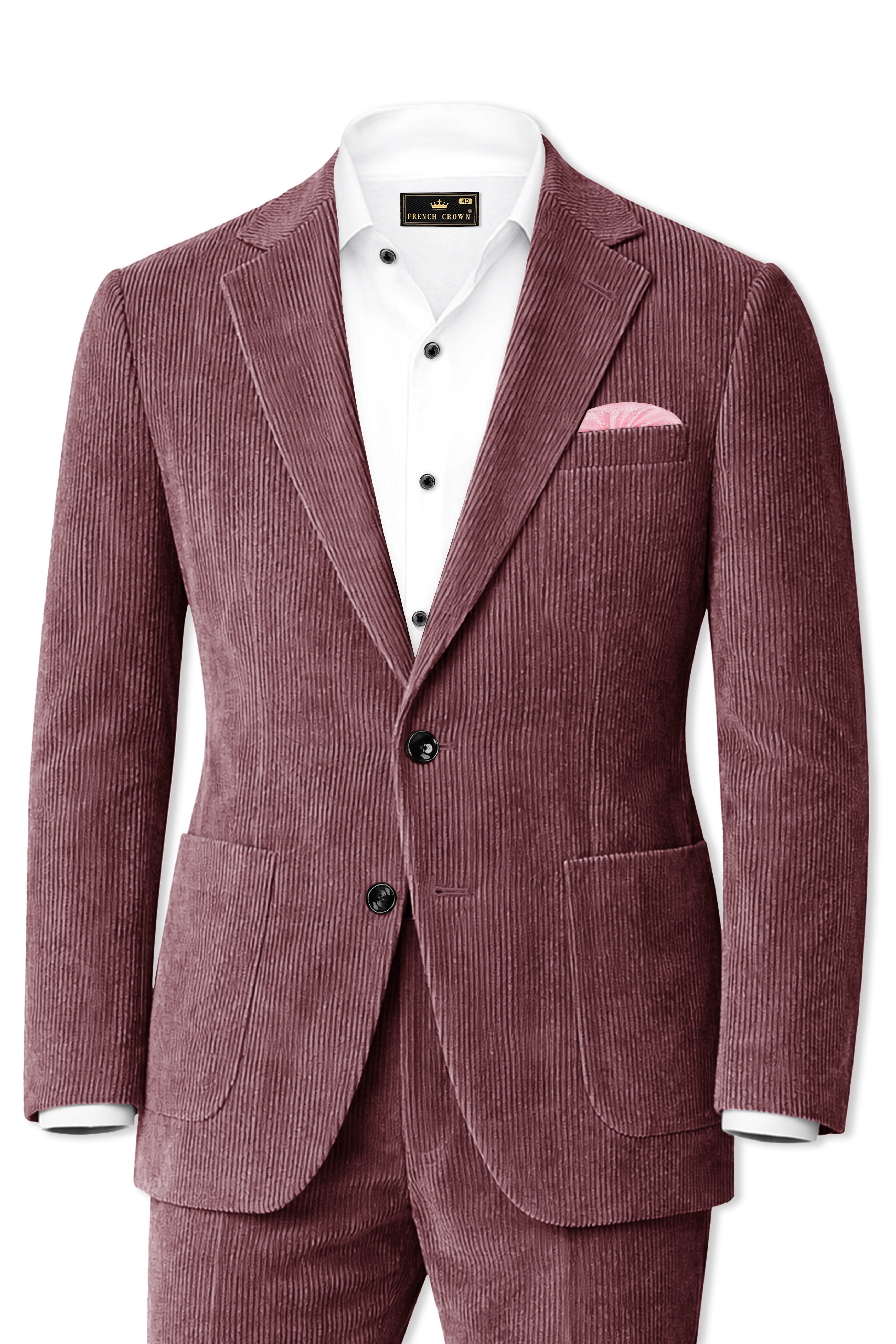 Tauzen-Rose Taupe Pink Corduroy Premium Single Breasted Sports Suit