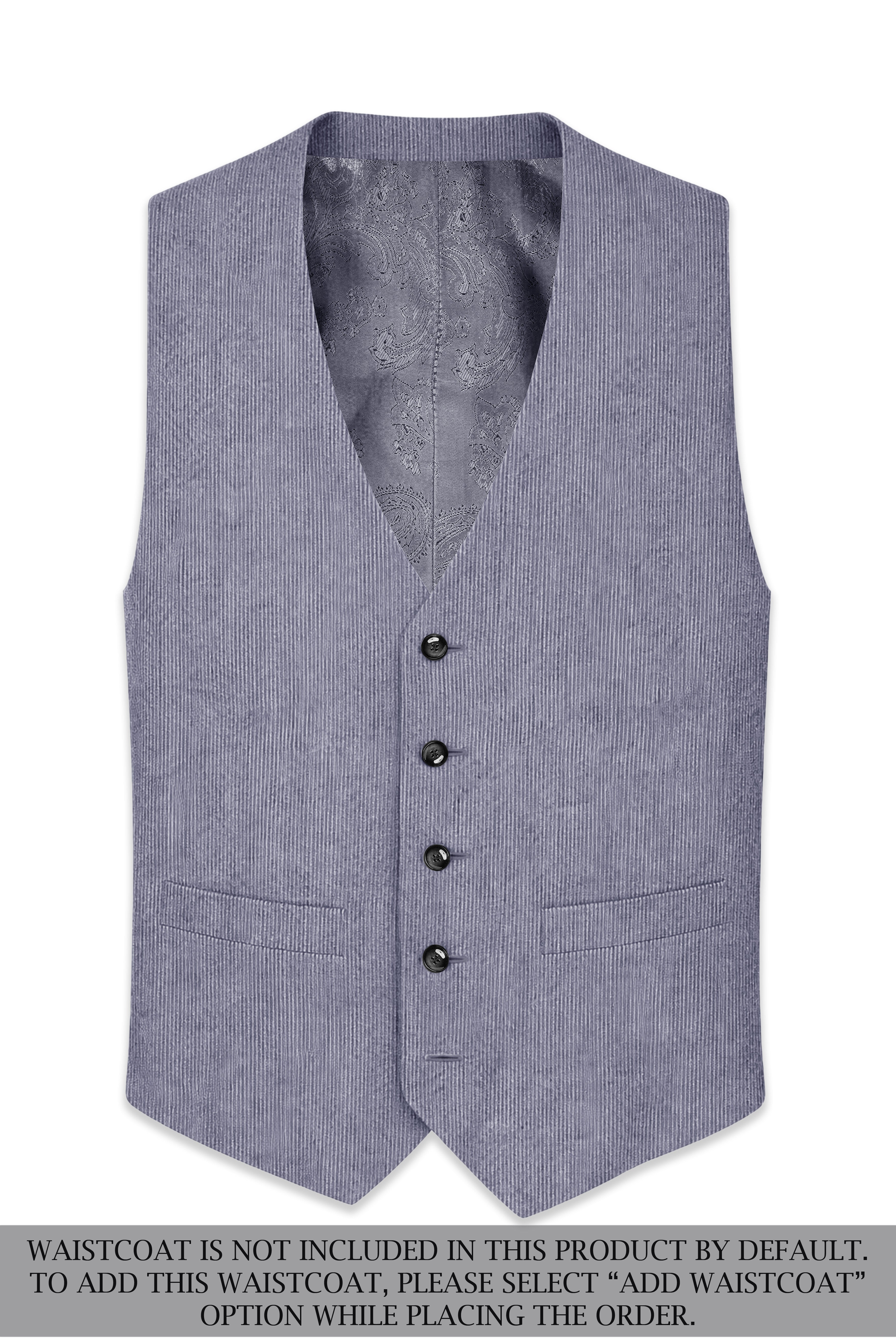 Ribvoro-Topaz Gray Corduroy Premium Single Breasted Sports Suit