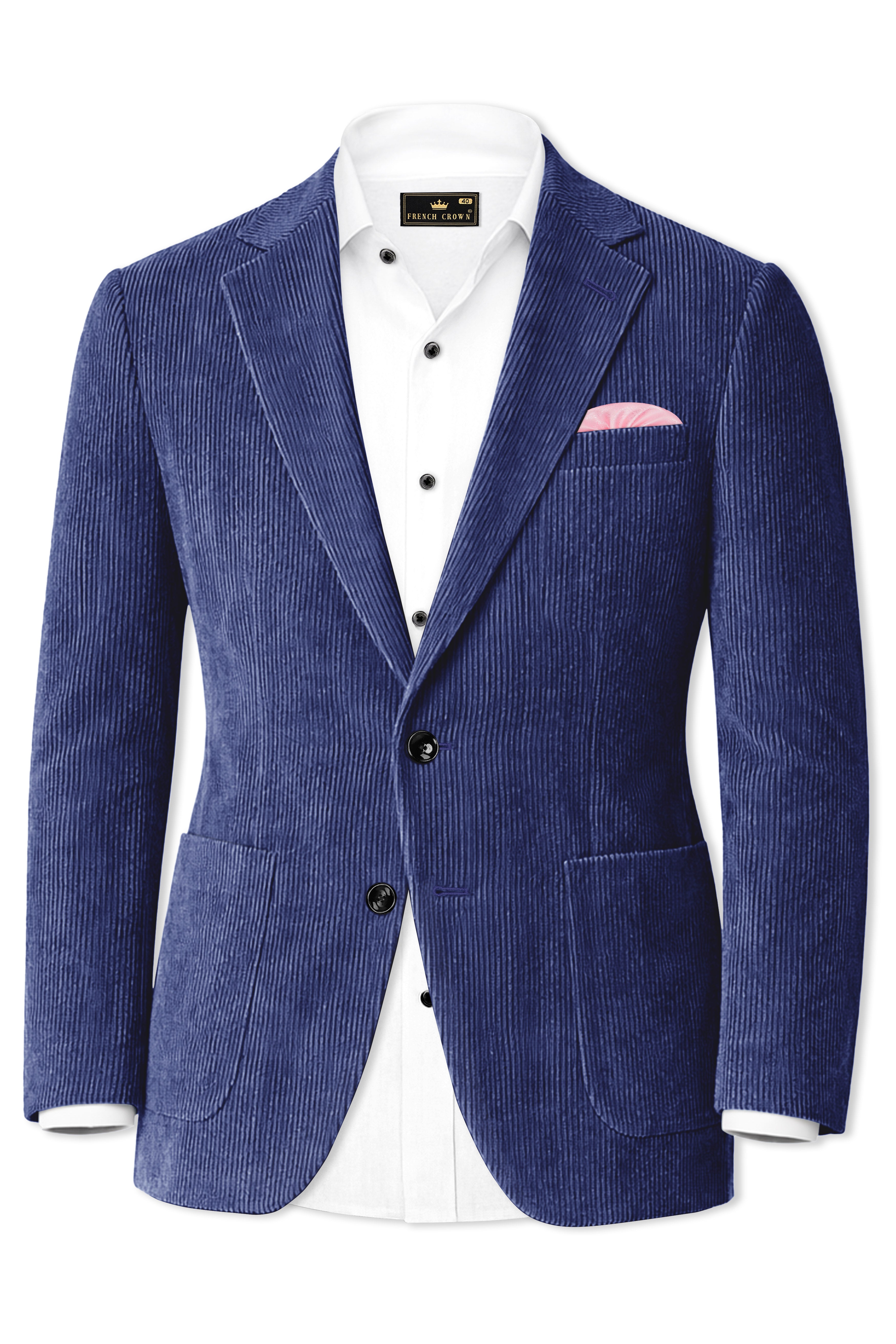 Slatzen-Slate Blue Corduroy Premium Single Breasted Sports Suit