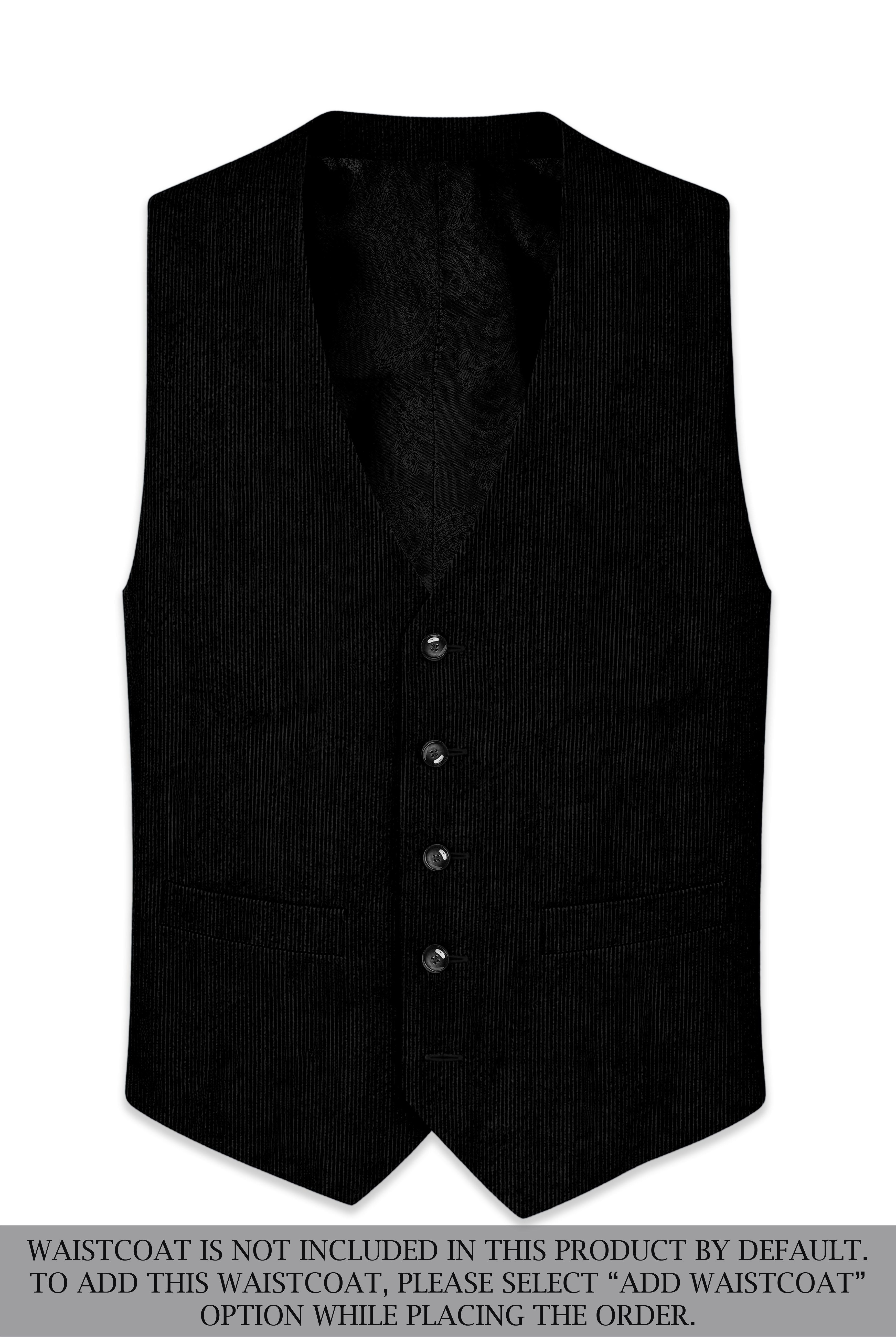 Jadenzo-Jade Black Textured Premium Corduroy Single Breasted Suit