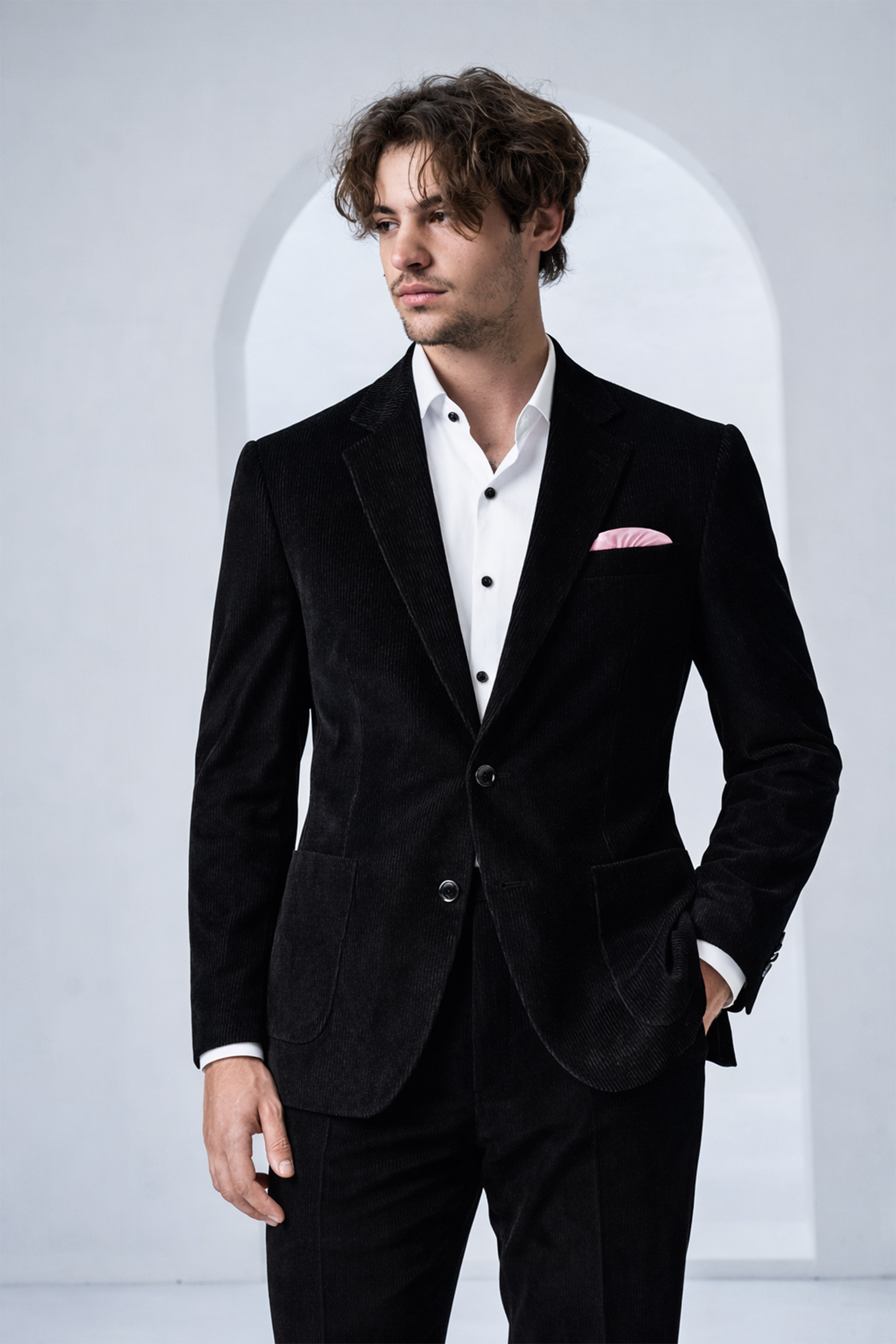 Jadenzo-Jade Black Corduroy Single Breasted Sports Suit