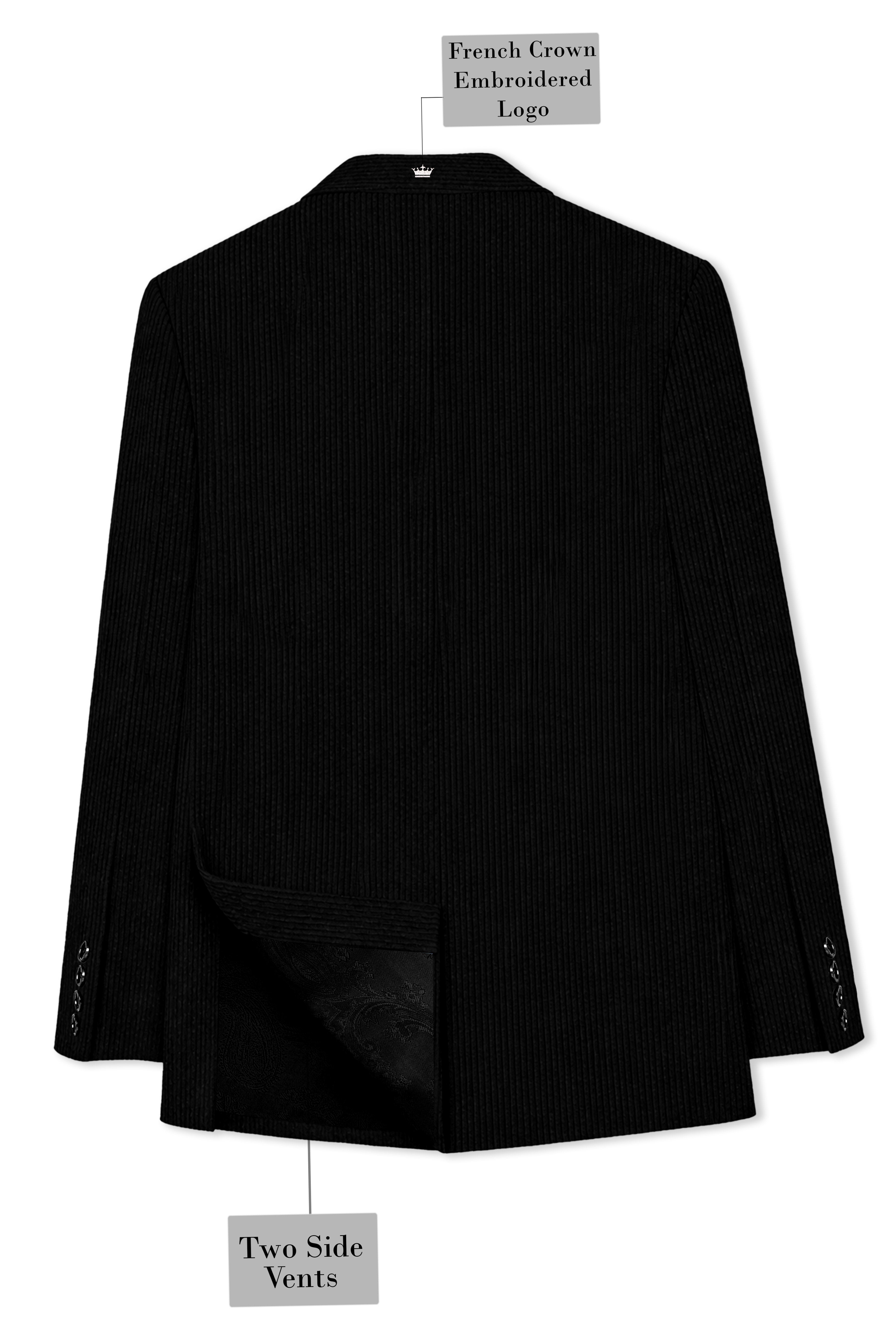 Jadenzo-Jade Black Textured Premium Corduroy Single Breasted Suit